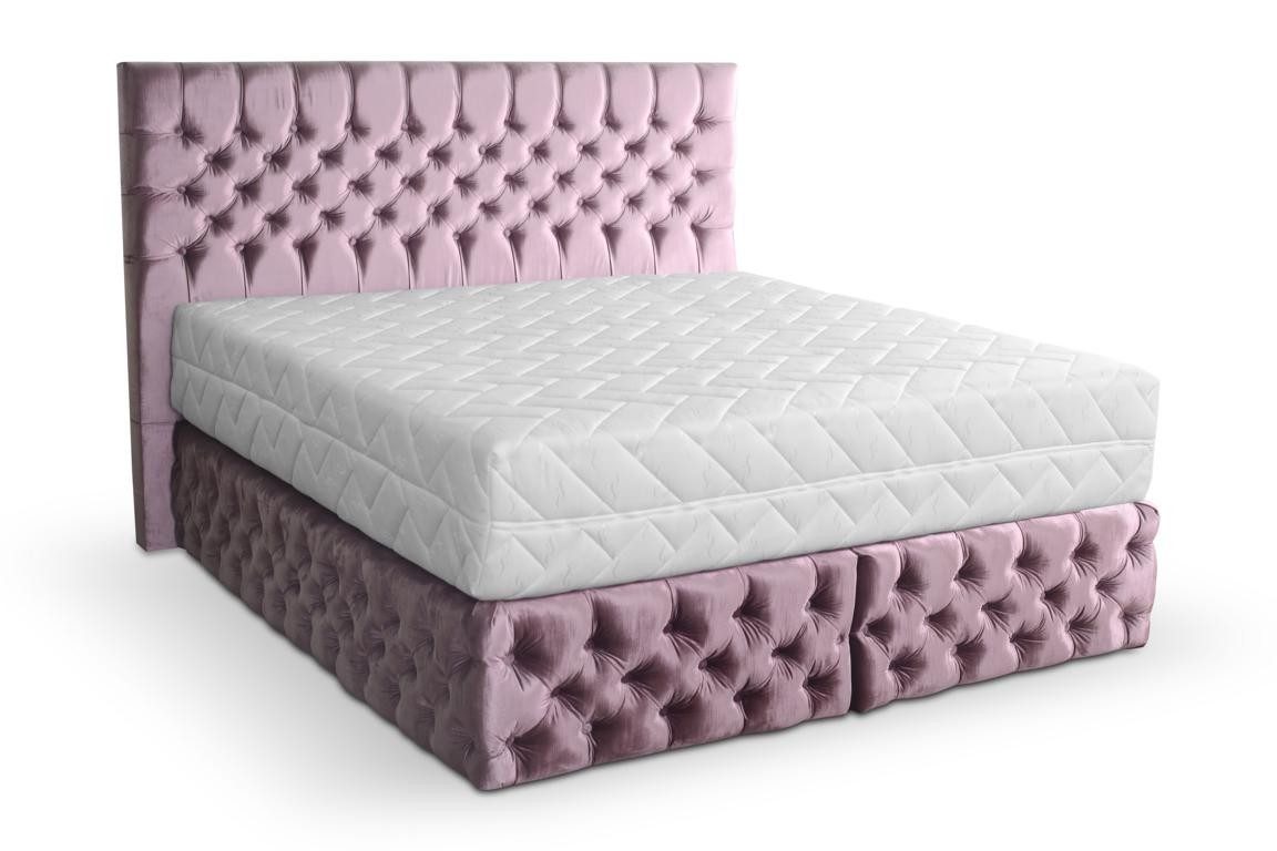 Xlmoebel Polsterbett Chesterfield Doppelbett in Rosa mit edler Polsterung und Holzdesign (Doppelbett, 1-tlg., Bett), Hergestellt in Europa