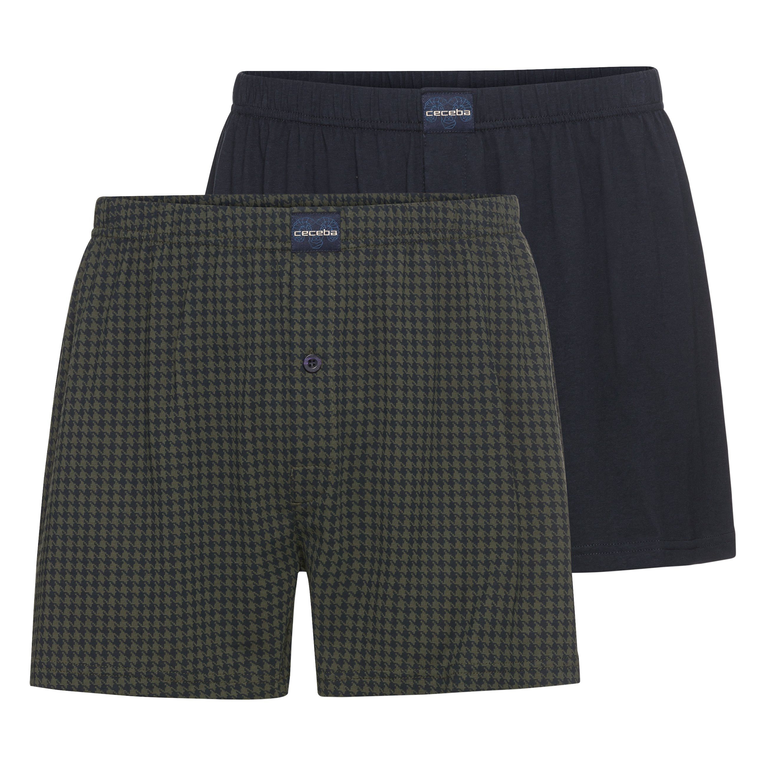 Boxershorts CECEBA Herren Boxershort grün uni 2er Pack
