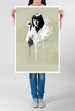 Sinus Art Leinwandbild Pulp Fiction Mia Wallace 90x60cm Paul Sinus Art Splash Art Wandbild als Poster ohne Rahmen gerollt