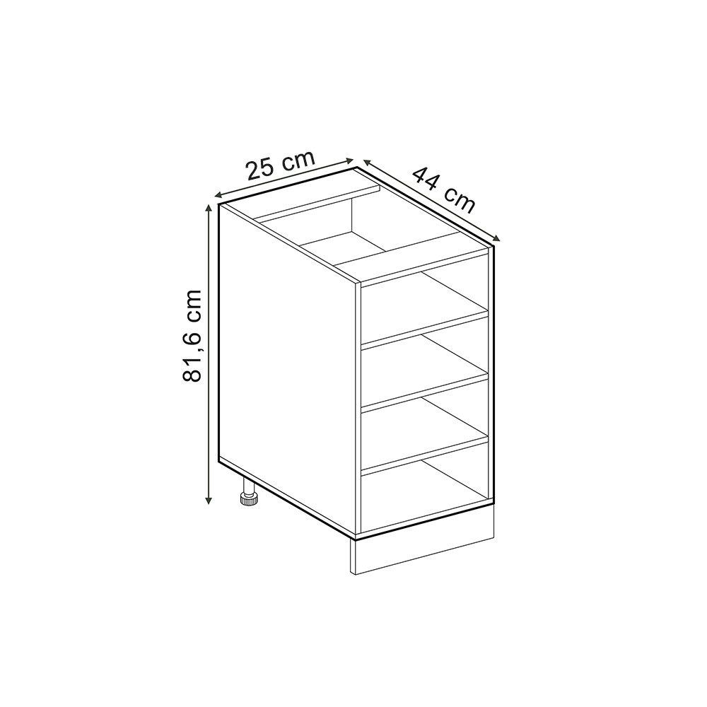 Vicco Unterschrank R-Line, Weiß, 25 cm ohne Arbeitsplatte (1-St)