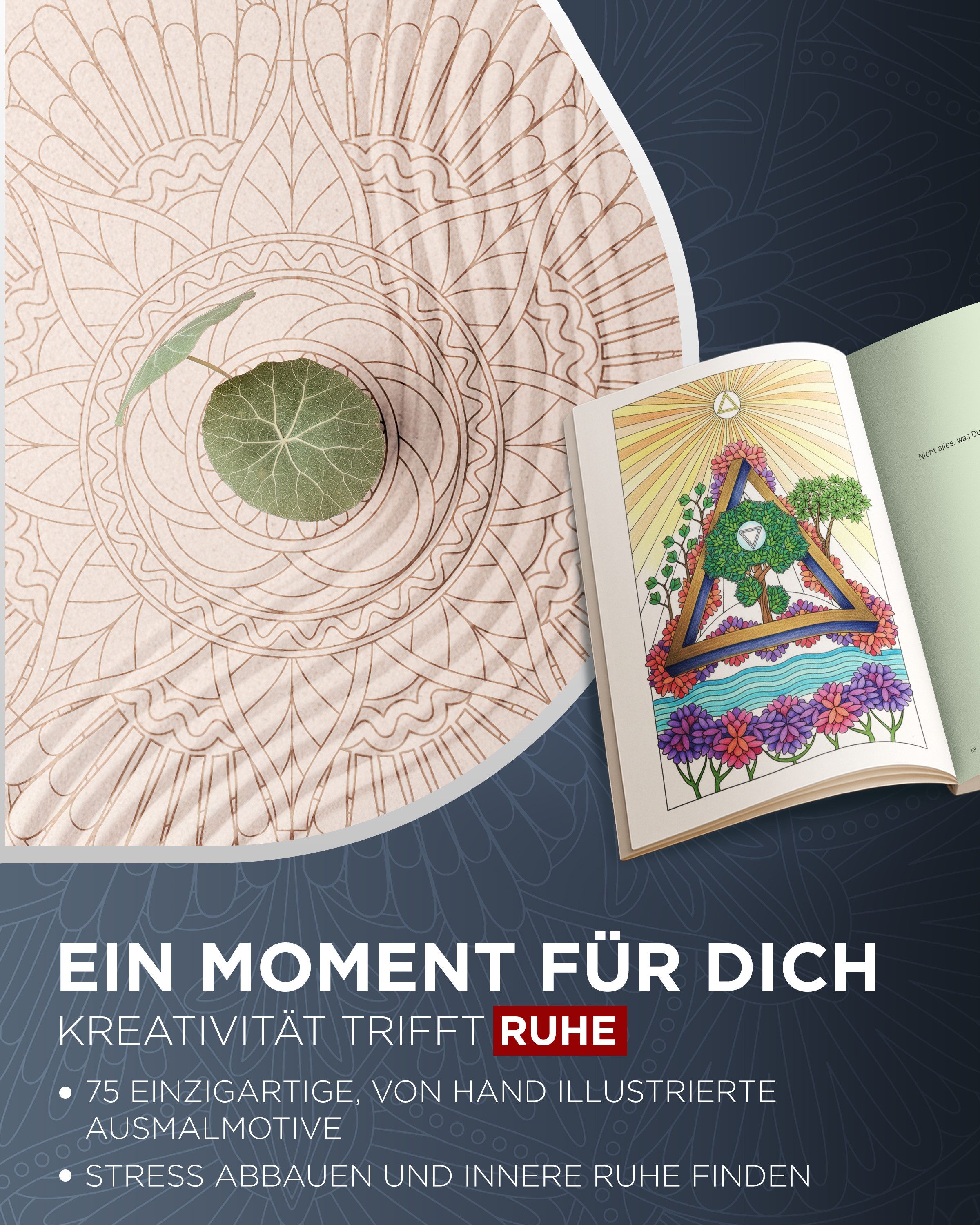 LIEBERGE Malvorlage Premium Kreativbuch zum Ausmalen, 75 handillustrierte Motive (75-St)