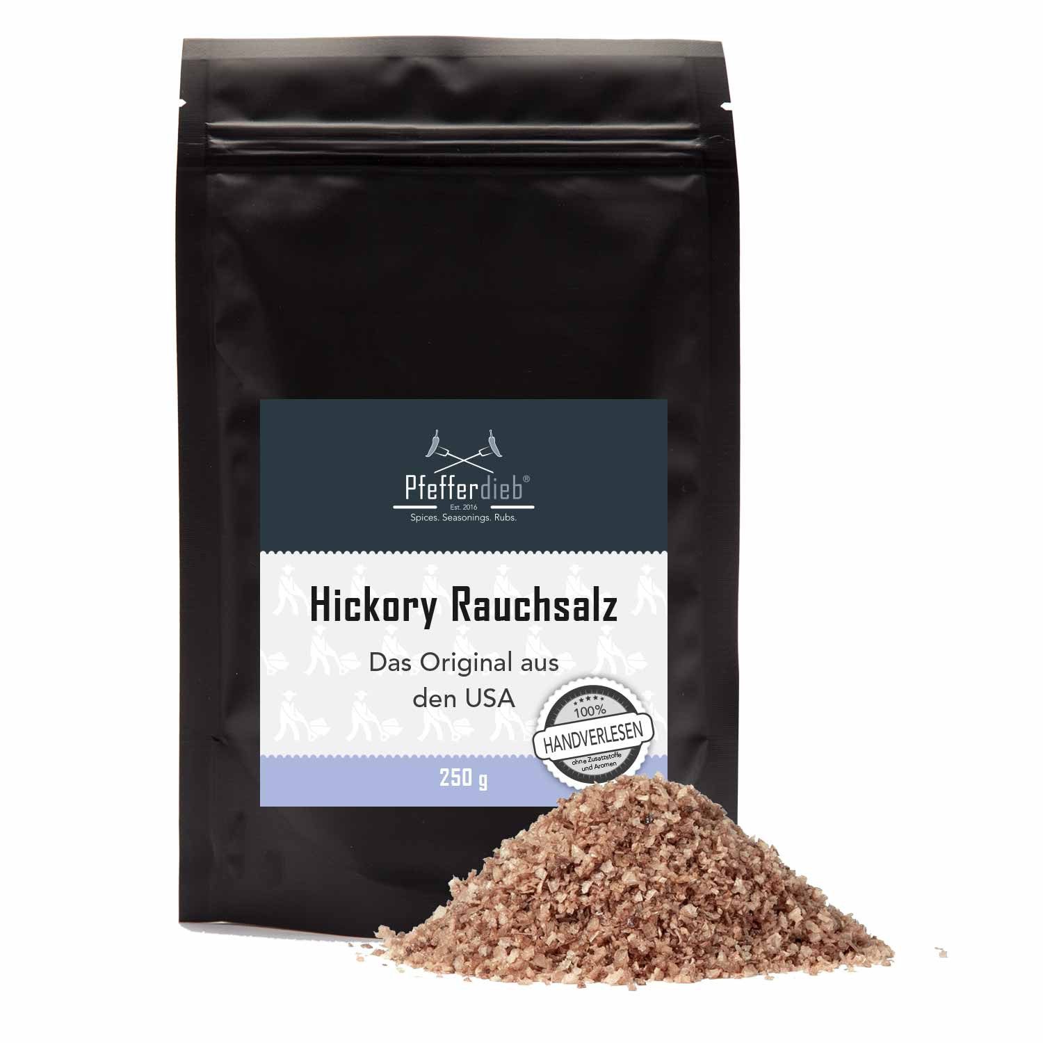 Pfefferdieb Gewürz Hickory Rauchsalz kaltgeräuchert, 250g