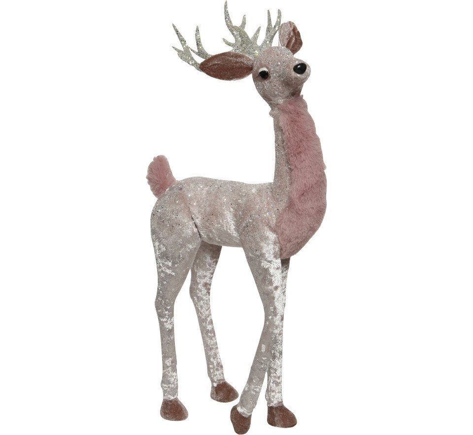 Kaemingk Weihnachtsfigur Kaemingk Dekofigur Hirsch rosa 46 cm | Dekofiguren