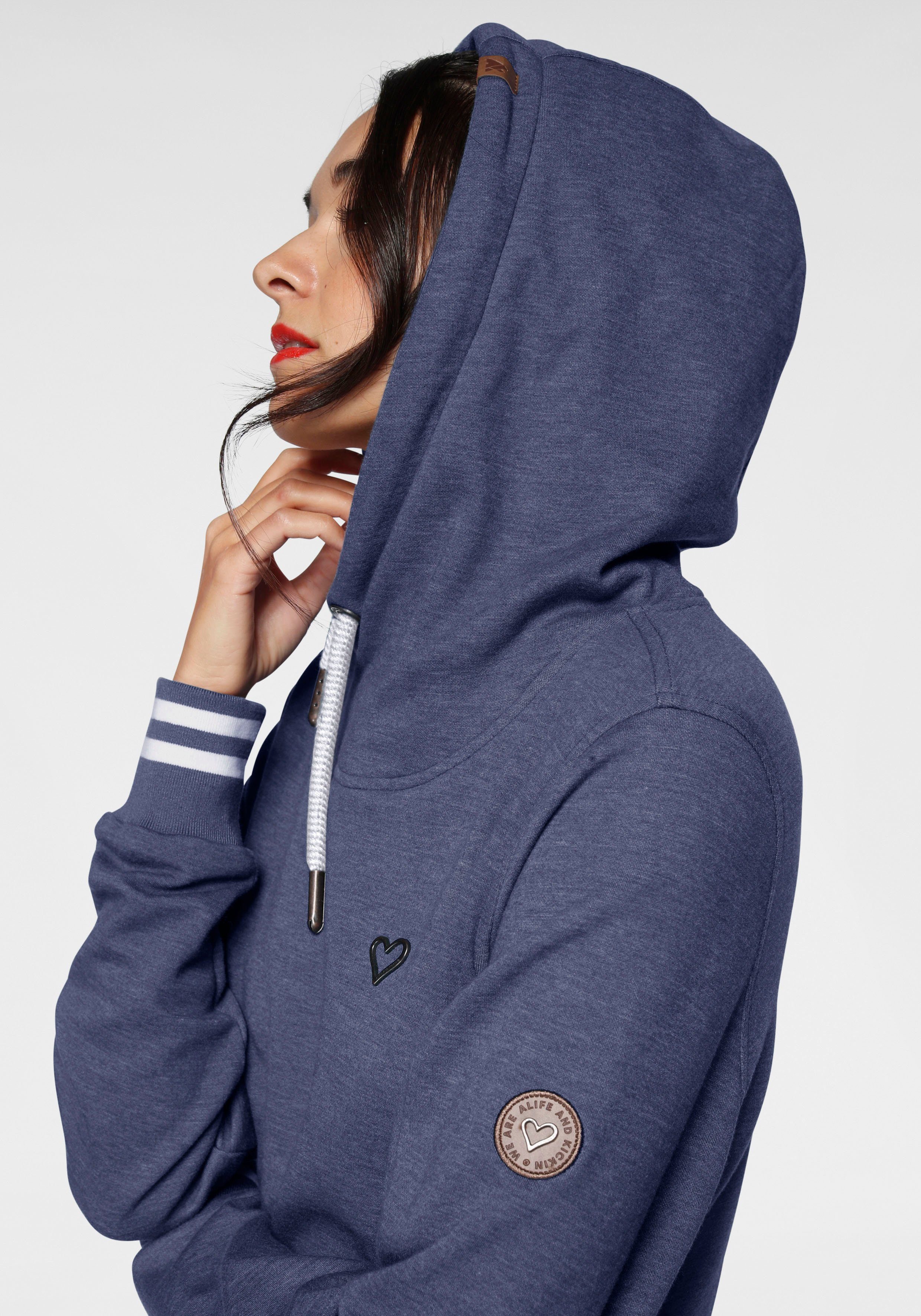 & Sweatshirt Details Alife sportiver & mit Kickin Hoodie JilAK in Kontrastbündchen Lederoptik