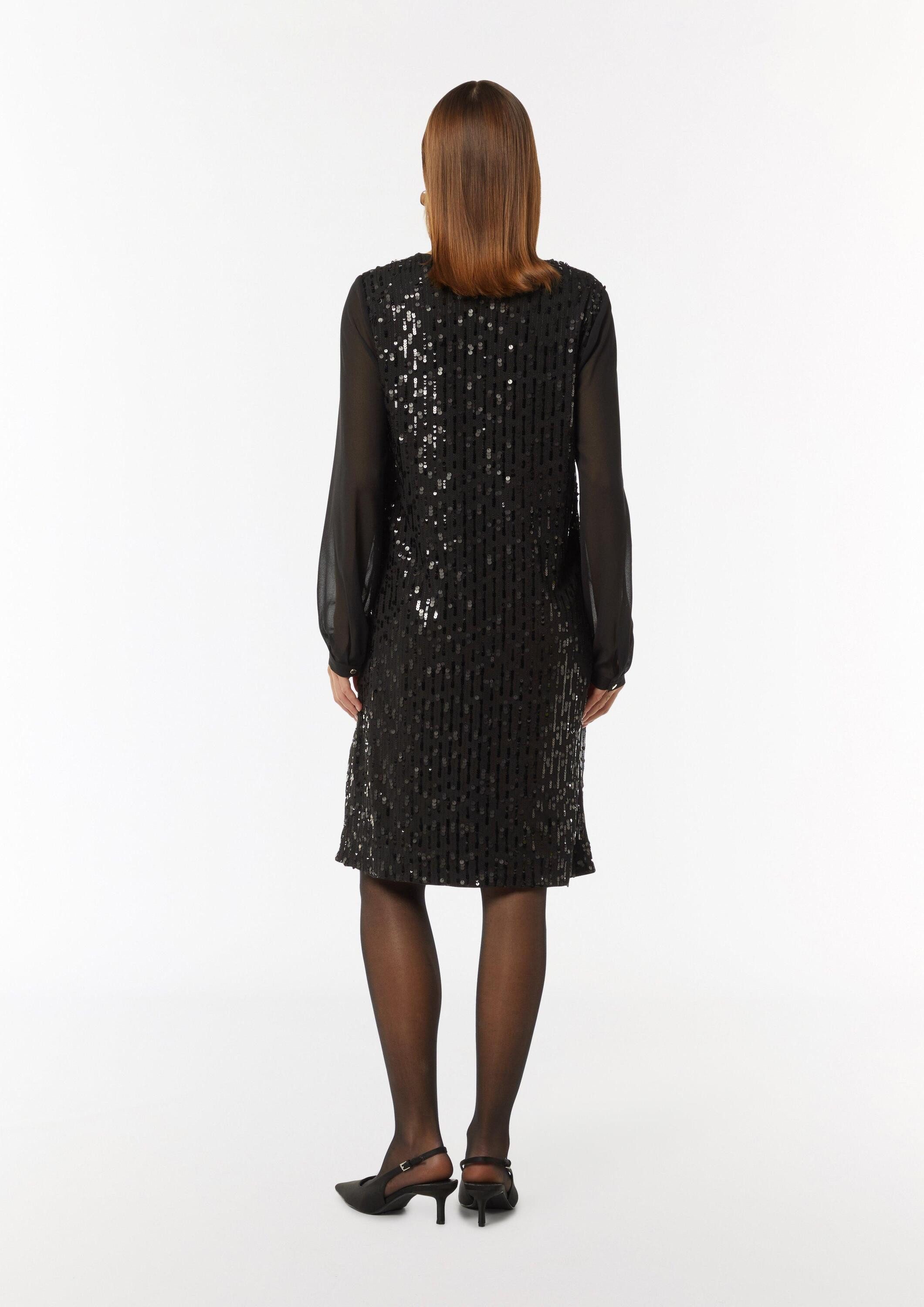 comma Minikleid Kleid Kurzes Paillettenkleid mit Chiffon-Ärmeln