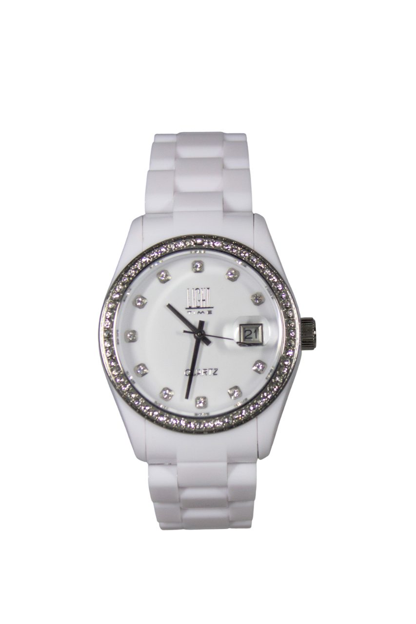 Quarzuhr Armbanduhr Damen Datum Kunststoff Weiß L143WHT
