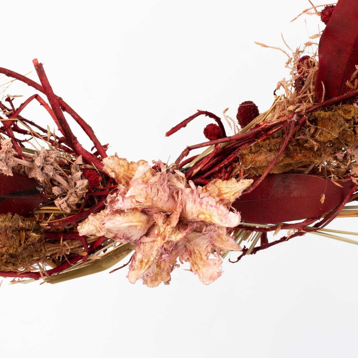 Trockenblume Trockenblumenkranz GALENO auf Ring, Burgunderrot, 36,5 cm, Ø30 cm, artplants, Höhe 36.5 cm