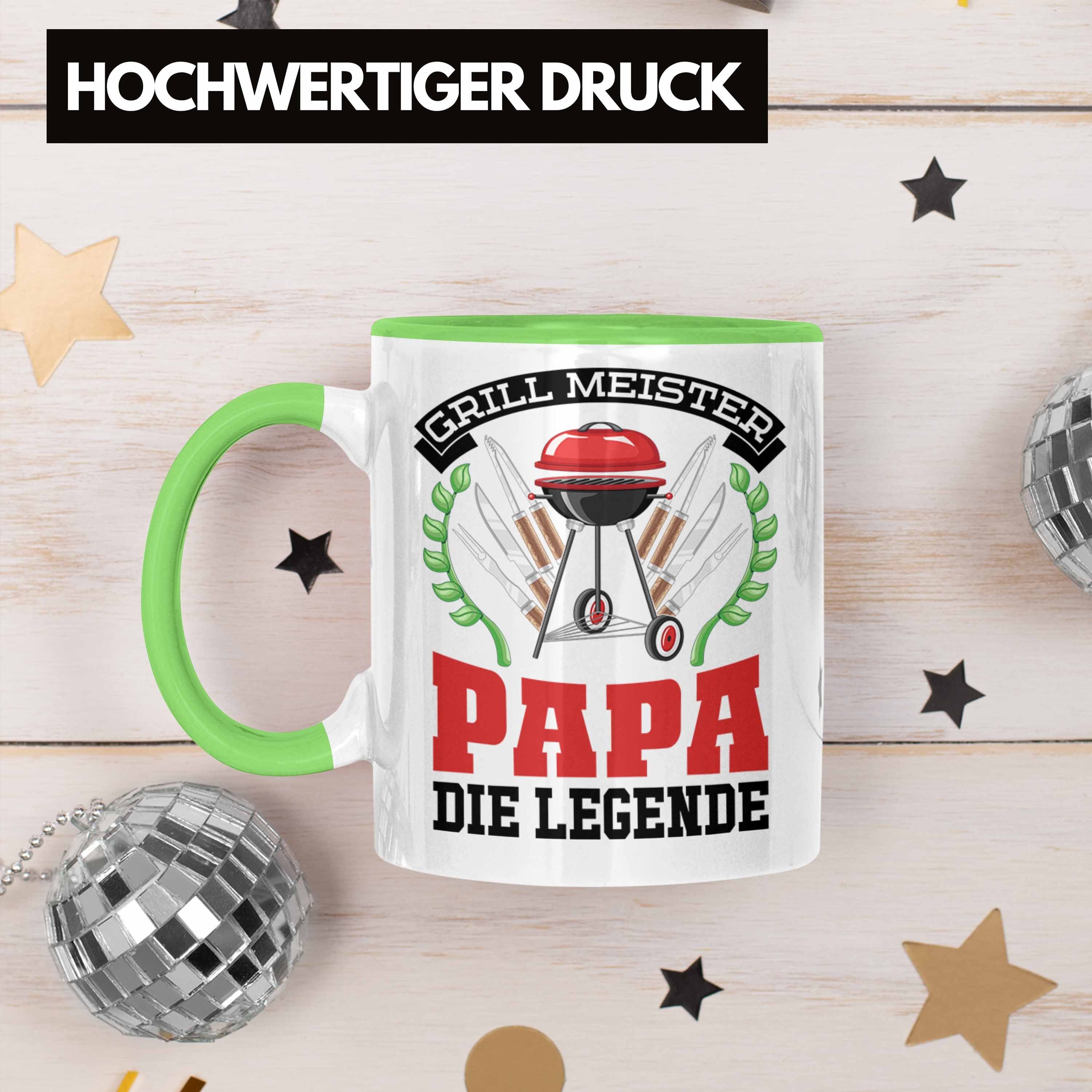 Geschenkidee Geschenk Vatertag Sommer Grillen Becher Tasse Trendation Kaffeetasse Grün Trendation Papa Tasse -
