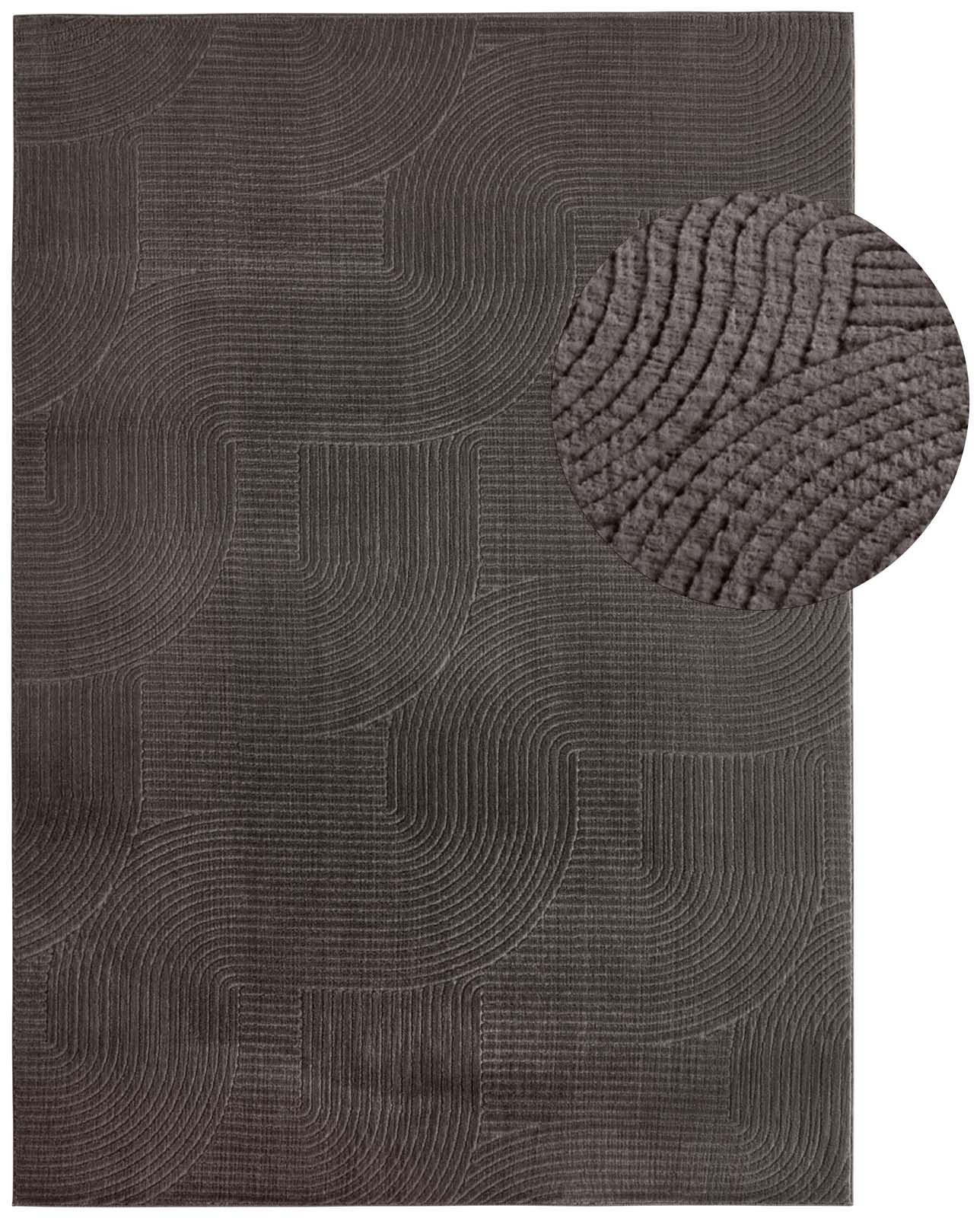 TaraCarpet Teppich TaraCarpet Homestyle 390 Wellen, rechteckig, Höhe: 10 mm, Felloptik hoch-tief waschbar Welle anthrazit 50x80 – Bild 2 von 5