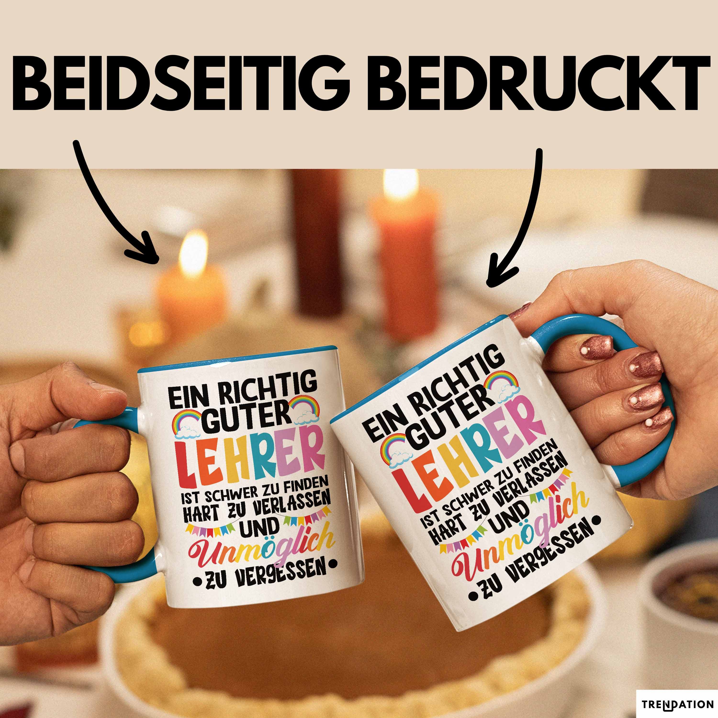 Trendation Tasse Lehrer Abschiedsgeschenk Tasse Bester Lehrer Abschied Geschenkidee Ein