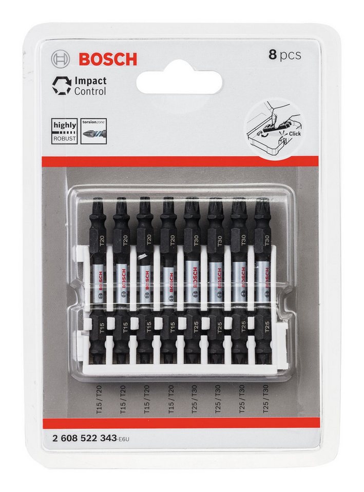 Thumbnail - BOSCH Bit-Set, 8 Teile, Impact Control Doppelklingen Schrauberbit - T15-20 / T25-30 x 65 mm