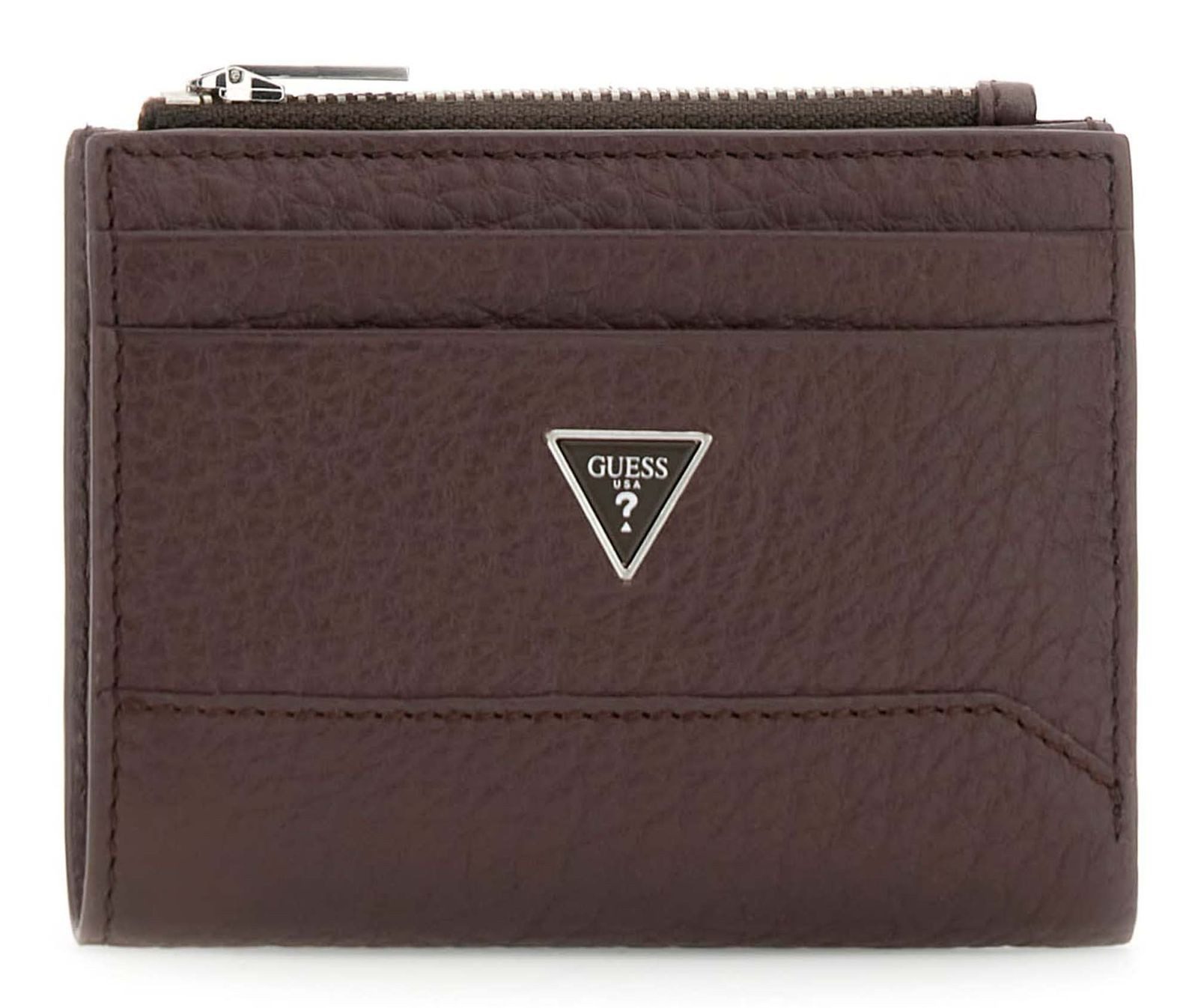 Guess Geldbörse Bifold Top Zip Wallet, aus echtem Leder mit RFID-Blocker Schutz
