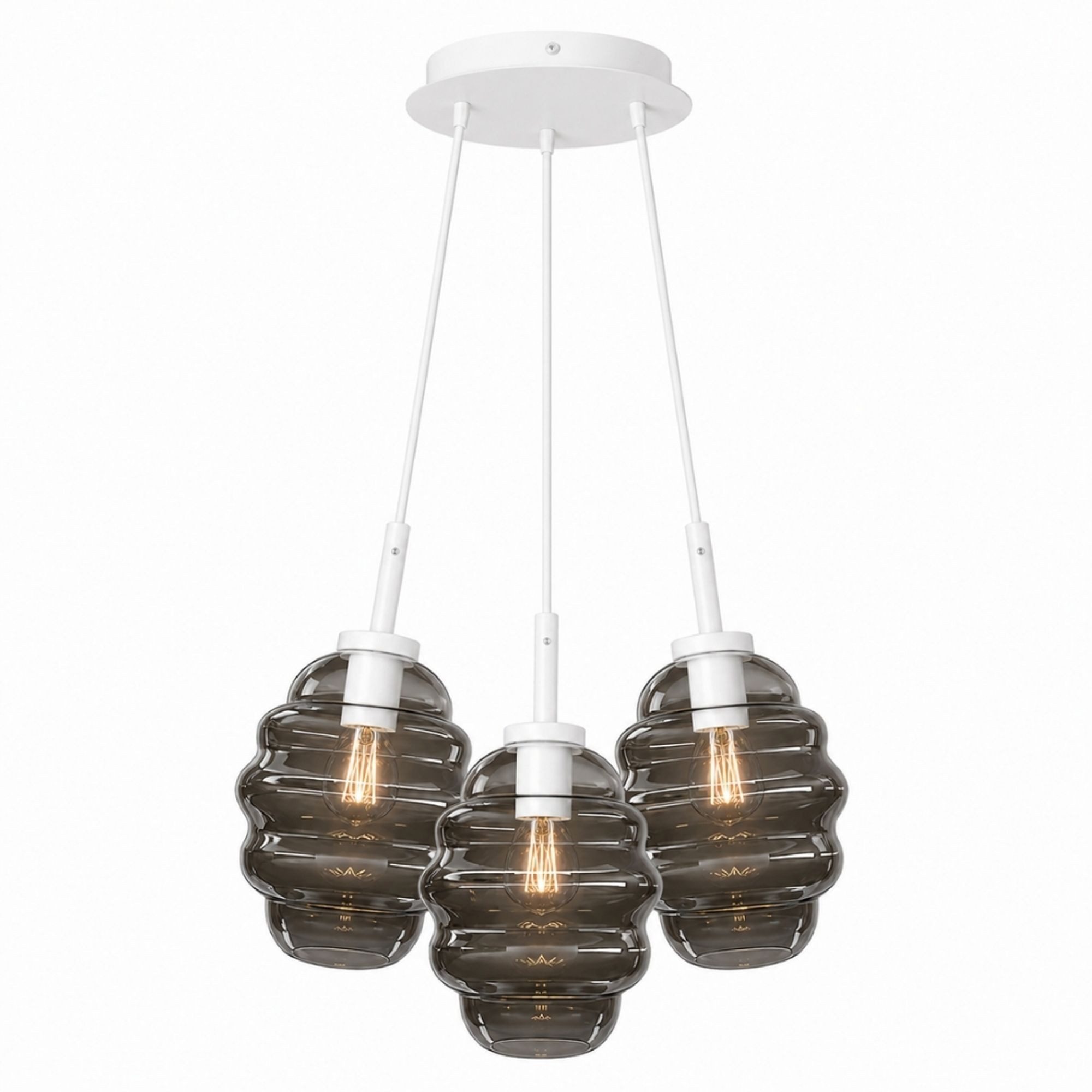 s.luce Pendelleuchte s.luce Echos Glas-Pendelleuchte Cluster 3-flammig 3x18cm Rauch