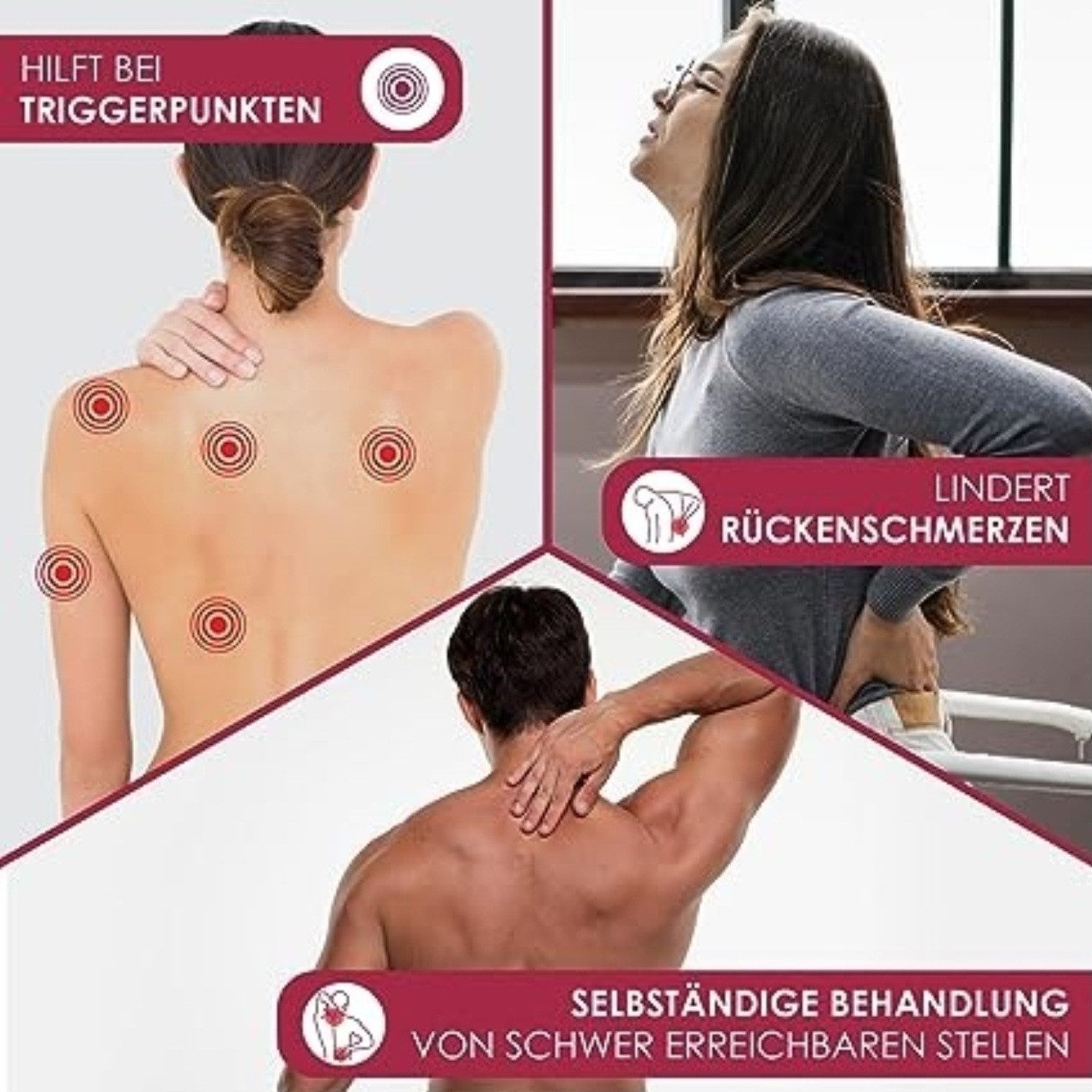 CHIROGUN Saugglocke mit Massagerollen Chirogun DuoTrigger, Triggerpunkt Duo, Anwendungsbeispiele
