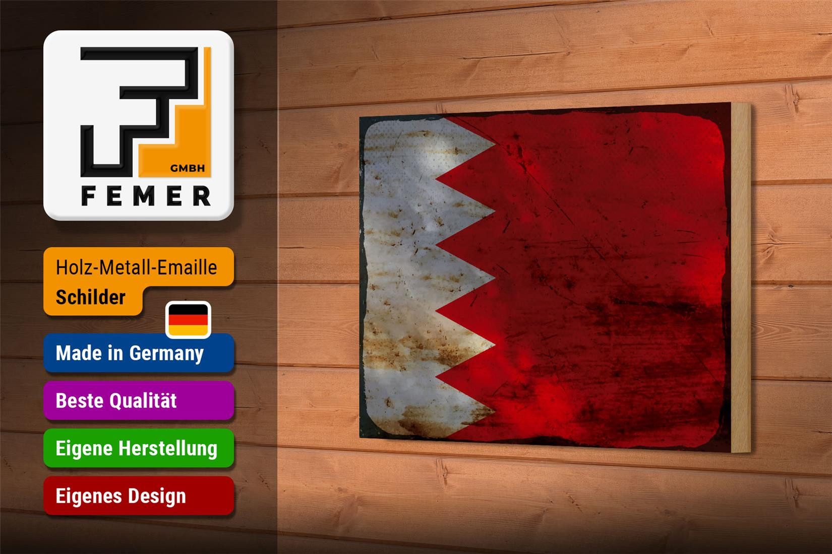 Femer GmbH Holzbild Flagge Bahrain 18x12 cm Flag of Bahrain Rost, Flaggen (1 St), Glatte Holzfaserplatte (MDF), vorn beschichtet