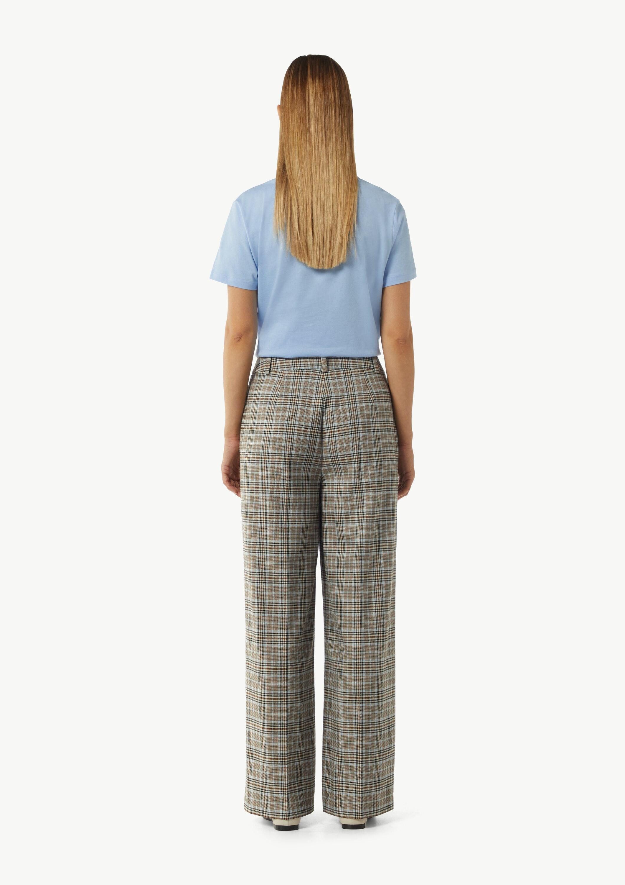 comma Chinos Hose Karohose mit Wide Leg
