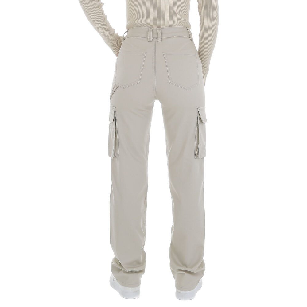 Ital-Design Cargohose Damen Freizeit (86746047) Stretch Stoffhose in Creme