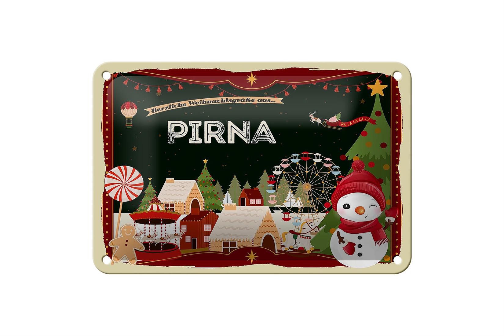 Metallschild Weihnachten Grüße PIRNA 18x12cm