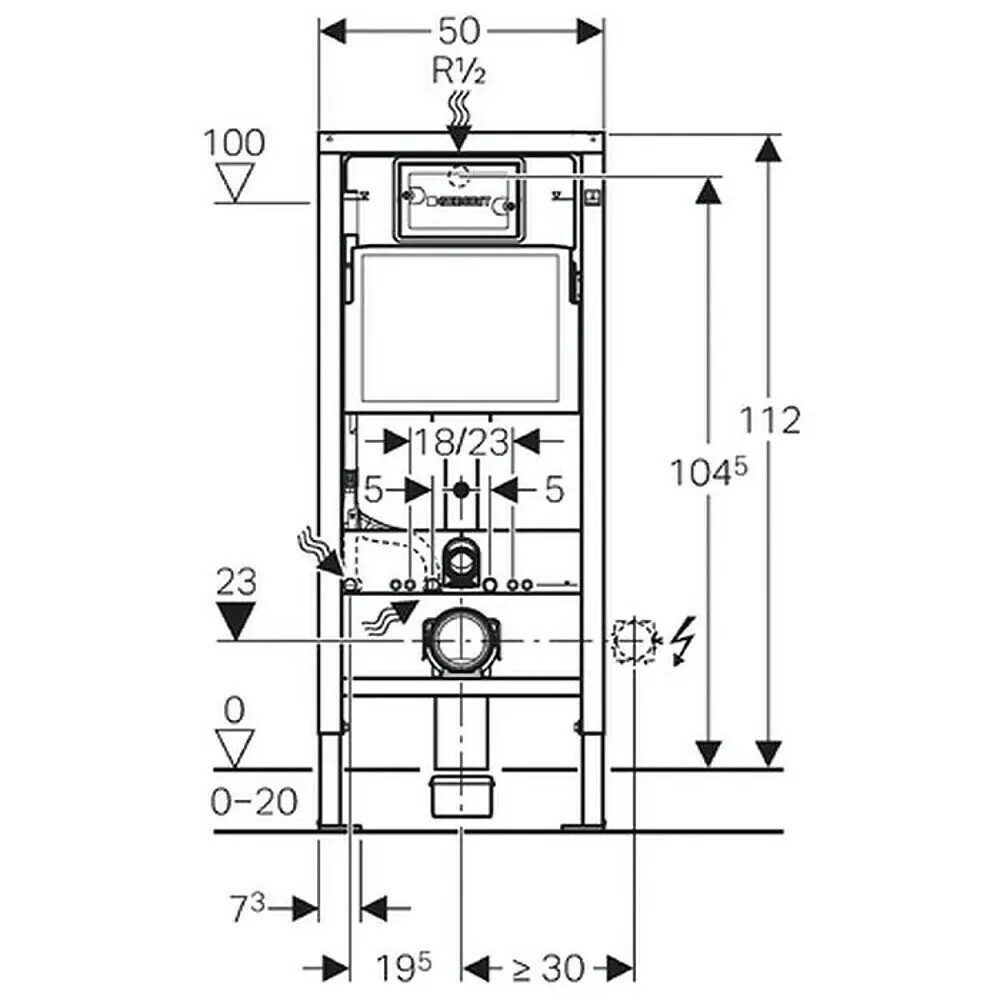 GEBERIT Vorwandelement WC 458.103.00.1, 1 St., Geberit DuofixBasic Element für Wand-WC, 112 cm Delta
