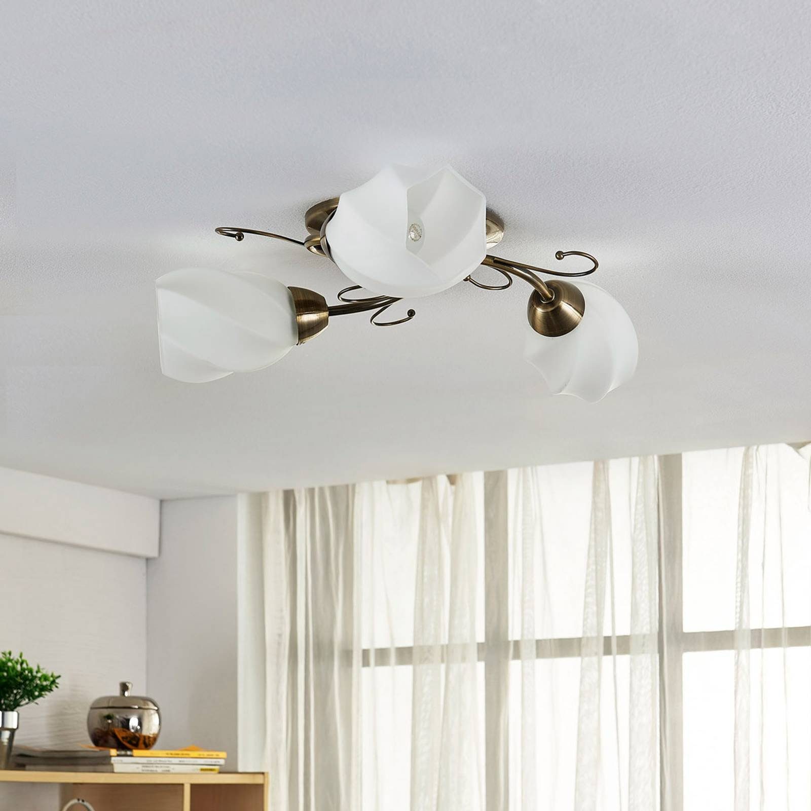 Lindby Deckenleuchten Amedea, Glas Bronze IP20, 3 x 40 W