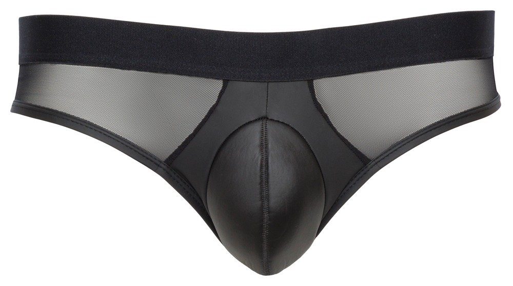Boxershorts Herren Slip Wetlook und transparenter Stoff - schwarz