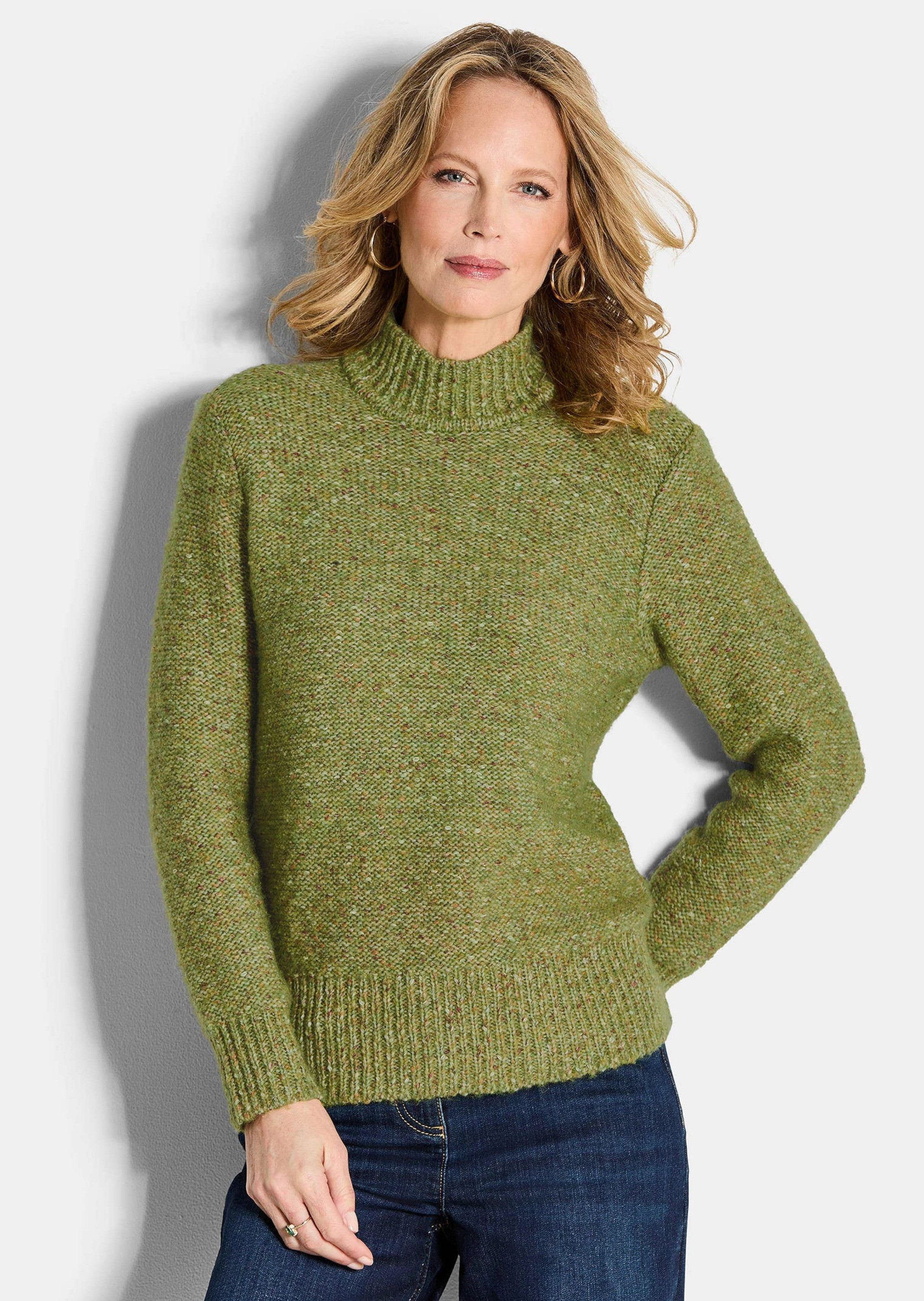 GOLDNER Strickpullover Flauschiger Bouclé-Pullover, Stehkragen Melierter günstig online kaufen