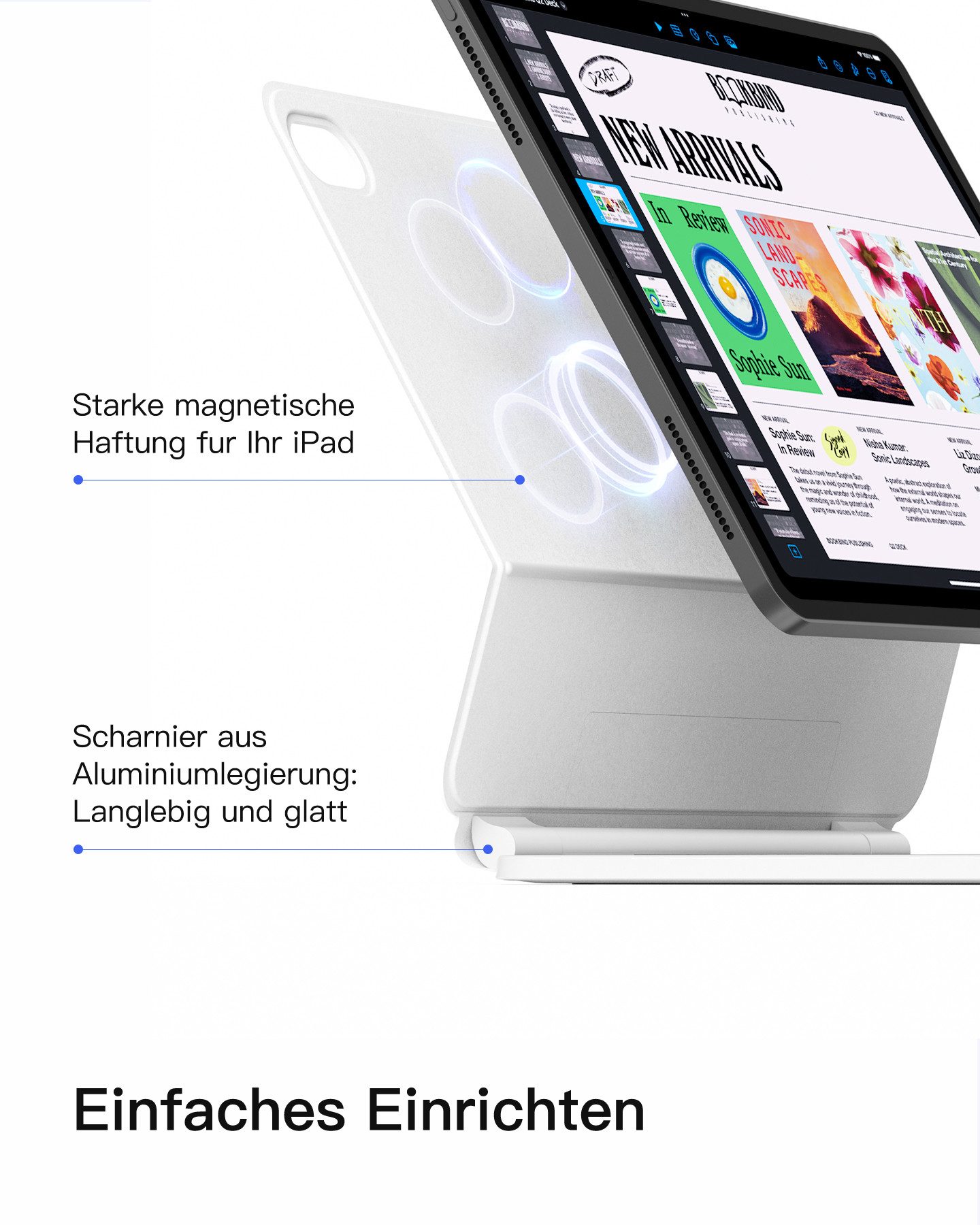Inateck Magic Keyboard für iPad A16 11/10 Gen iPad-Tastatur (Freitragender Ständer, 7-Farbige Hintergrundbeleuchtung) – Bild 4 von 5