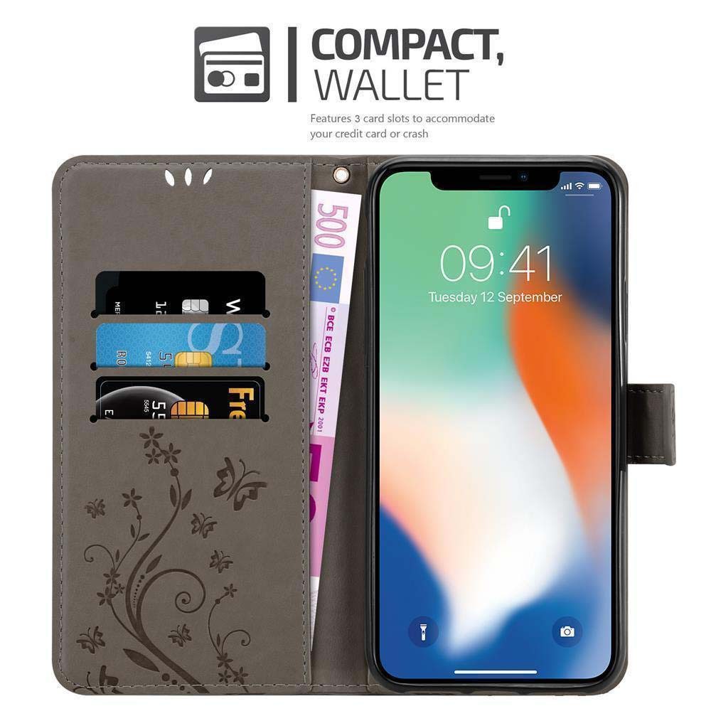Cadorabo Handyhülle für iPhone XR Hülle Apple iPhone XR, Hülle Schutzhülle Blumen Flower mit Standfunktion Kartenfach Magnet