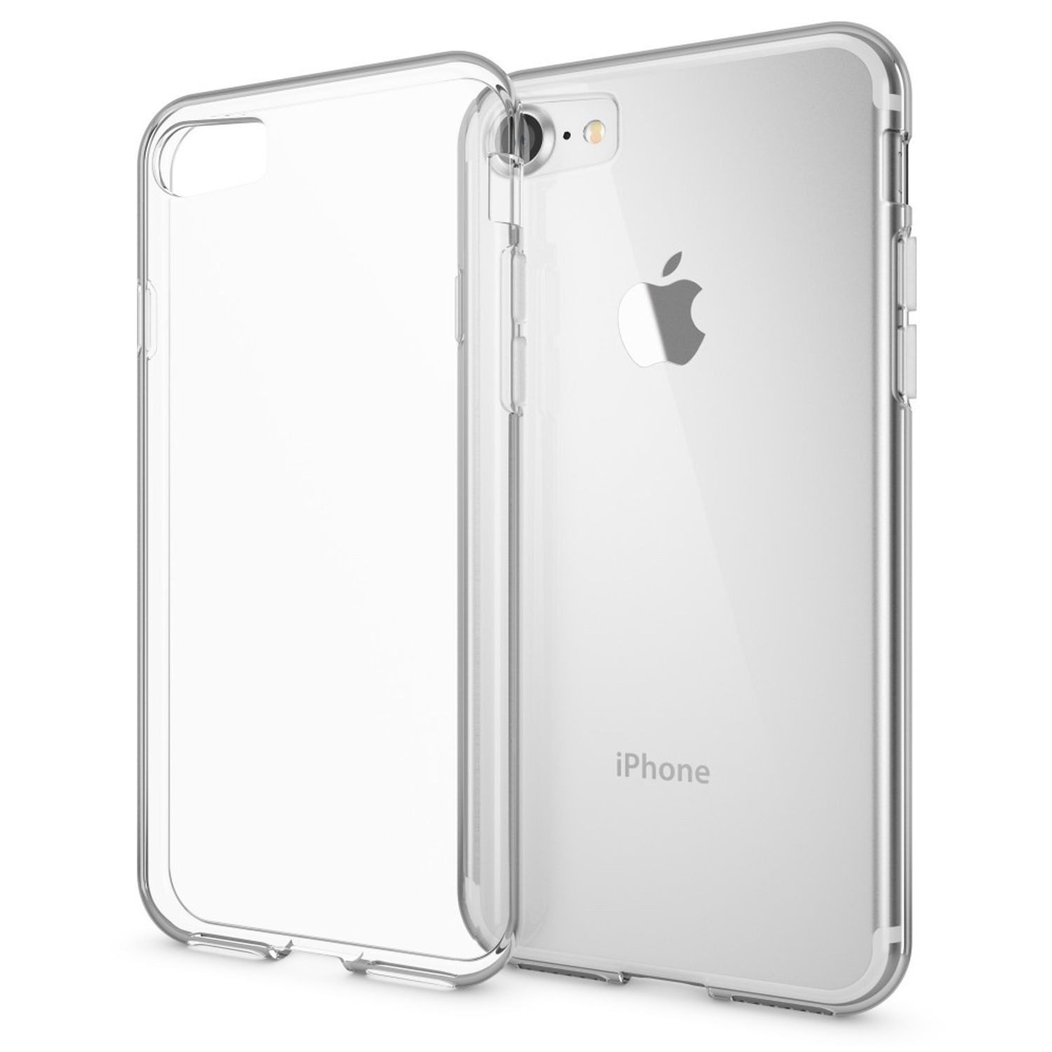 Nalia Smartphone-Hülle Apple iPhone 7 Apple iPhone 8 Apple iPhone SE 2020 11,9 cm (4,7 Zoll), GLAZE Case - Transparentes Silikon, Anti-Watermark & Schlank