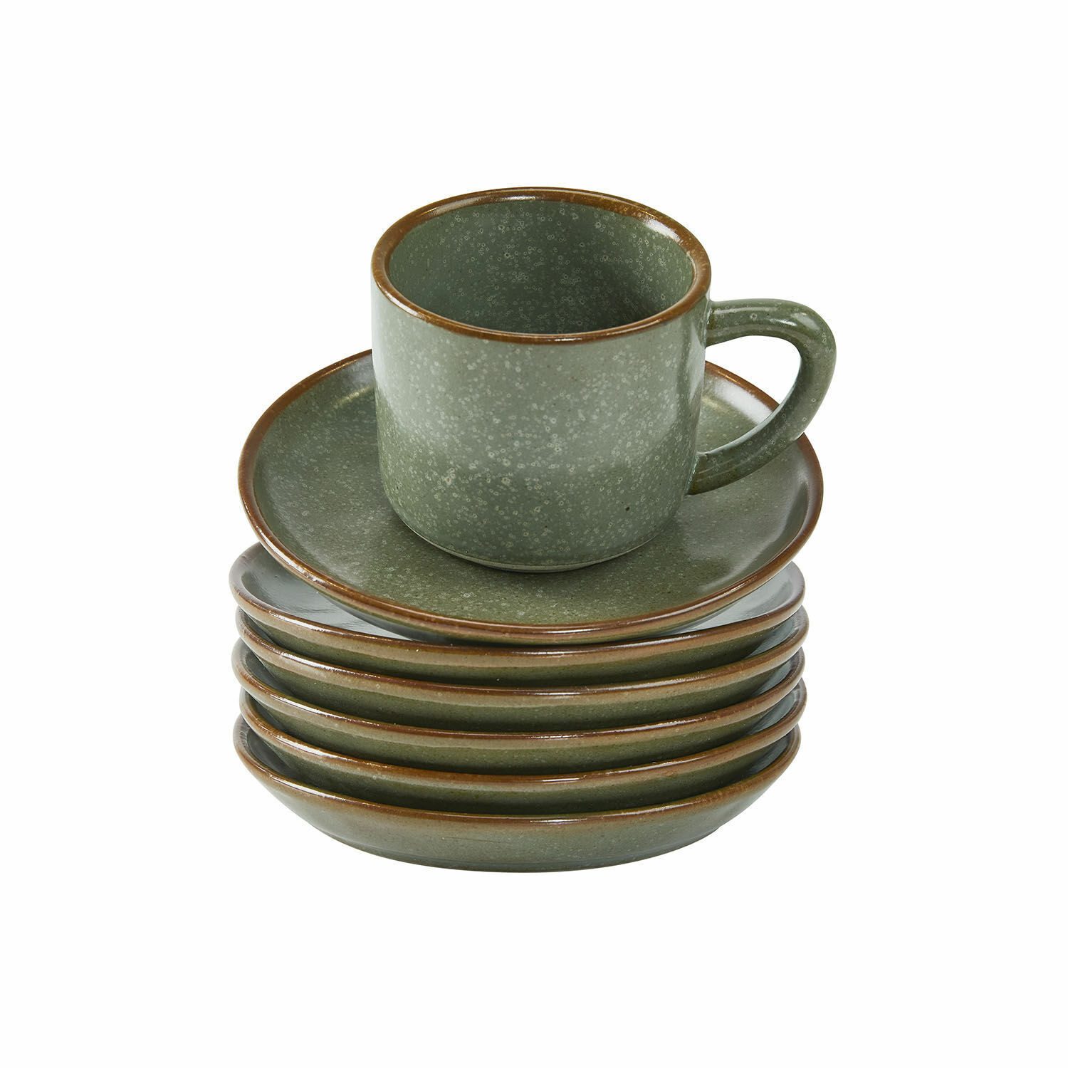 Mirabeau Geschirr-Set Tasse mit Untertasse 6er Set Biarré türkis/braun, Steinzeug