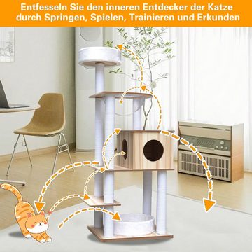 Liszton Kratzbaum Katzenkratzbaum 5-Level-Plattformen Holz Kratzbaum 151cm