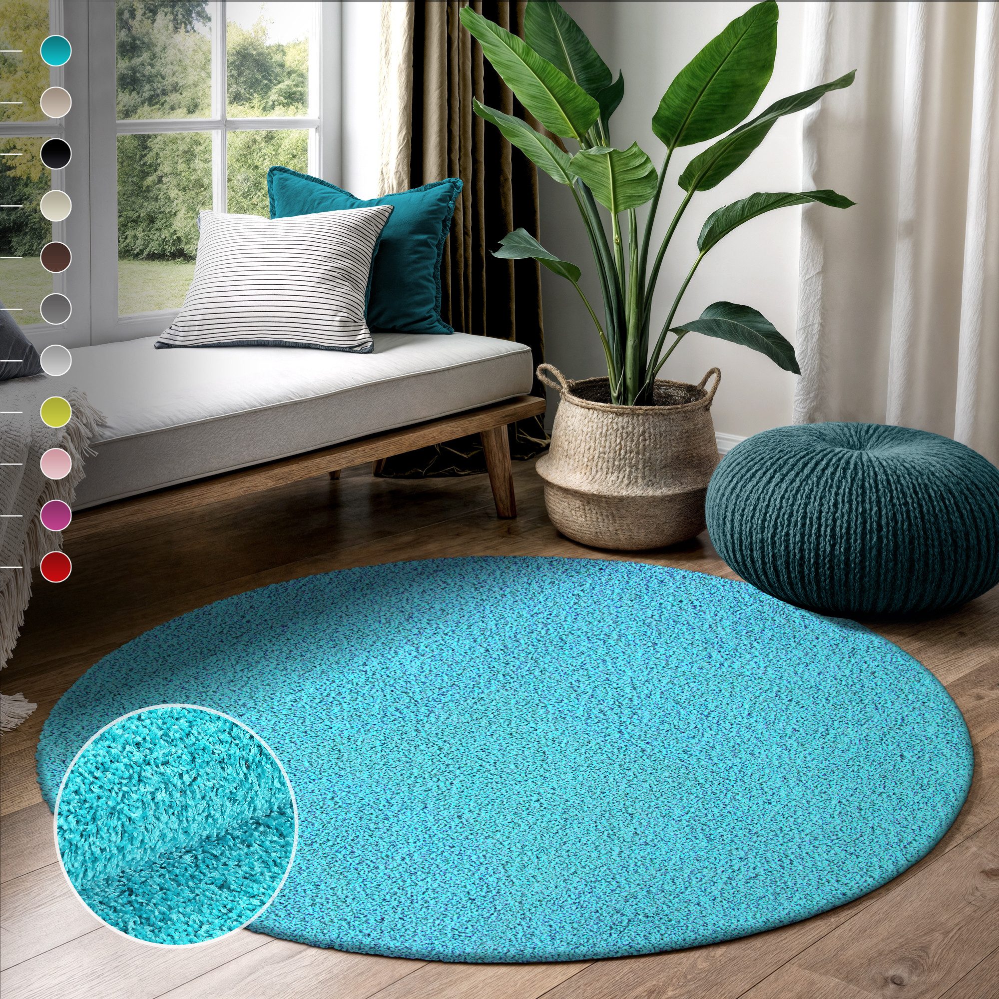 Sanat Hochflor-Teppich LOCA, auch als Läufer und in Rund, rund, Höhe: 30 mm, Wohnzimmer, Langflor, Shaggy, Schlafzimmer