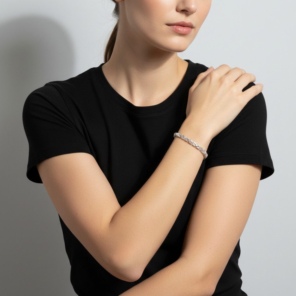 Tony Fein Silberarmband Königsarmband 3,8 mm 925er Sterling Silber Massiv 19 cm, Made in Italy für Damen und Herren – Bild 2 von 4
