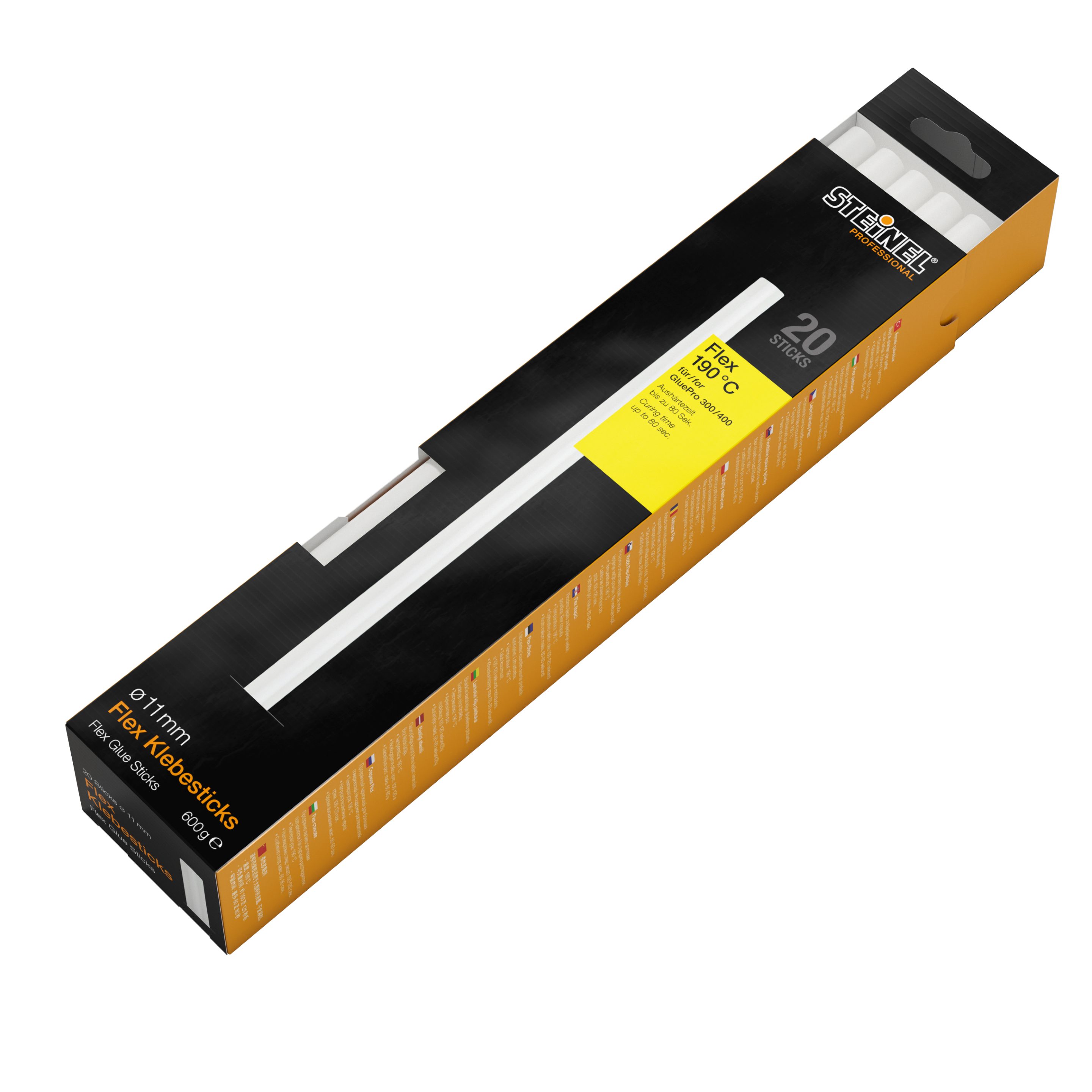 steinel Klebesticks Flex, Ø11 mm, 20x Heißklebe-Patronen, lange Verarbeitungszeit