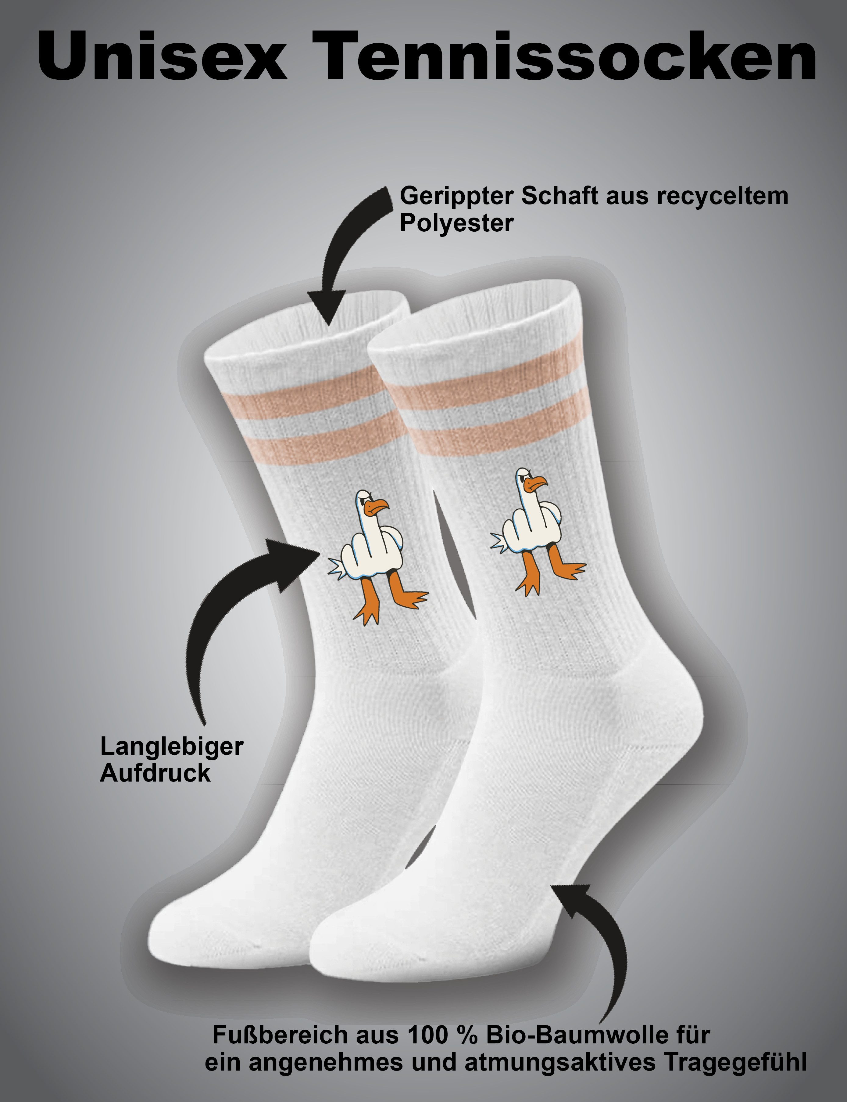 Youth Designz Tennissocken Unisex Socken "Möwe Finger" Fun-Aufdruck lustig Geschenk Statement mit verstärkter Verse und Zehenbereich