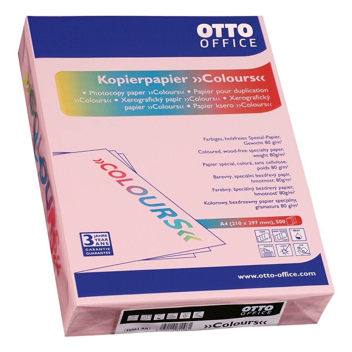 80 g/m² Pastellfarben, Office A4, Drucker- rosa Kopierpapier Office DIN Otto und COLOURS, Format