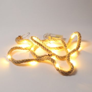 MARELIDA LED-Lichterkette LED Lichterkette im Seil Jute 15 LED 1,5m Batterie Dekolichterkette, 15-flammig