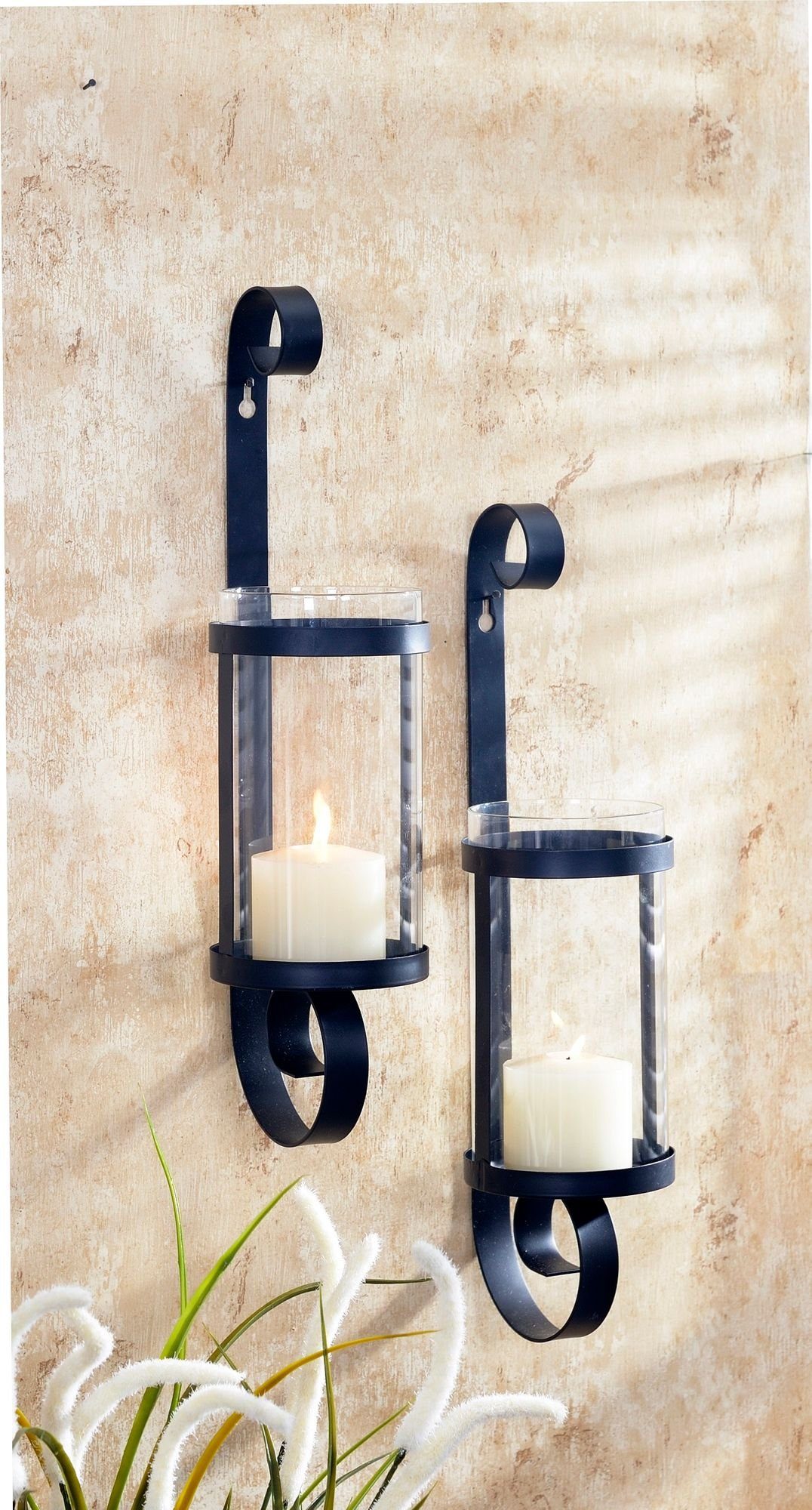 GartenHero Wandkerzenhalter 2x Kerzenwandhalter Wand Kerzenhalter Wandleuchter Wandkerzenhalter