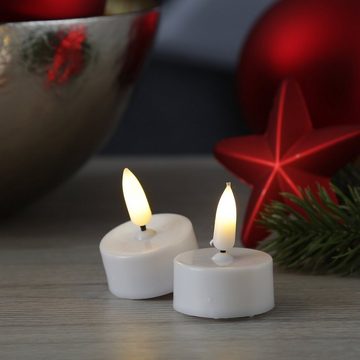 MARELIDA LED-Kerze LED Teelichter flackernd mit Batterien Timer D: 3,8cm 2er Set weiß (2-tlg)