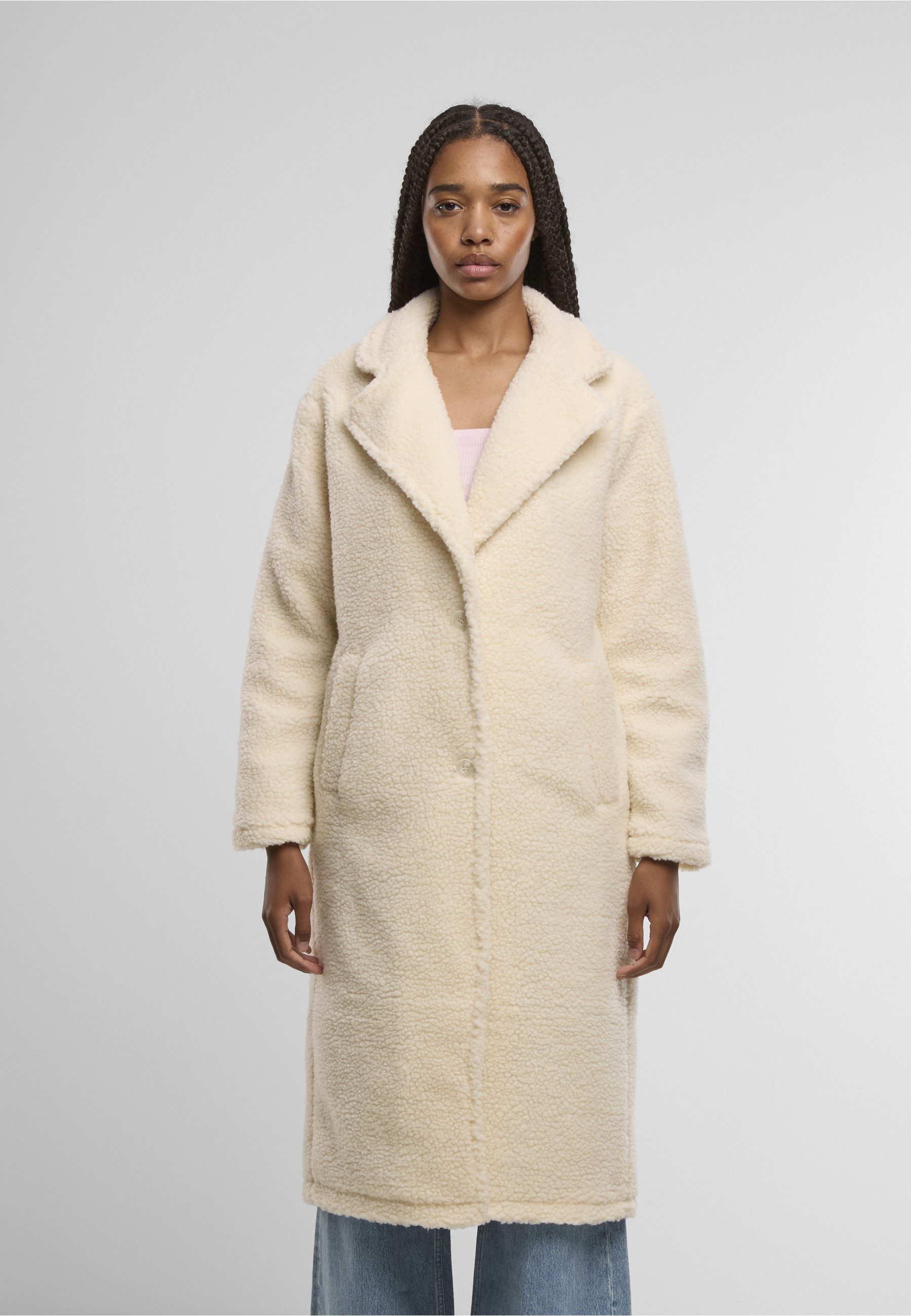 URBAN CLASSICS Winterjacke Urban Classics Ladies Teddy Long Coat (1-St)