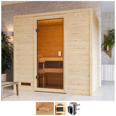 welltime Sauna Sunie, BxTxH: 195 x 145 x 187 cm, 38 mm, 3,6-kW-Plug & Play Ofen mit int. Steuerung