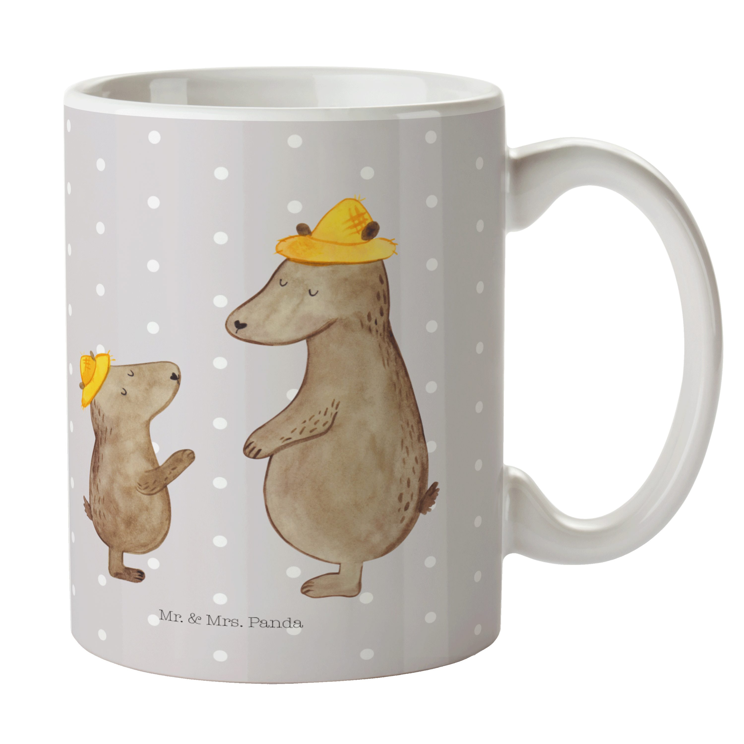 Mr. & Mrs. Panda Tasse Bären mit Hut - Grau Pastell - Geschenk, Kaffeetasse, Tasse, Teetasse, Keramik