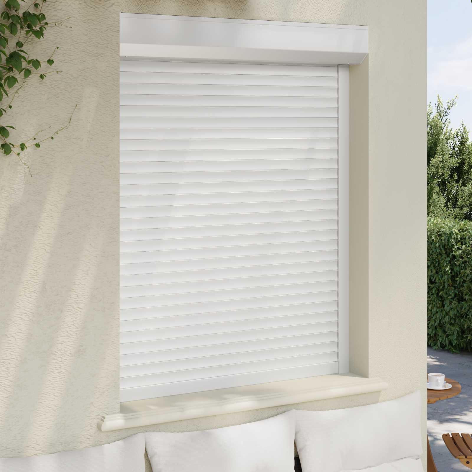 vidaXL Fensterladen Rollladen Weiß 100 x 130 cm Aluminium und Polyurethan, BxH: 14x130 cm, (1-St)