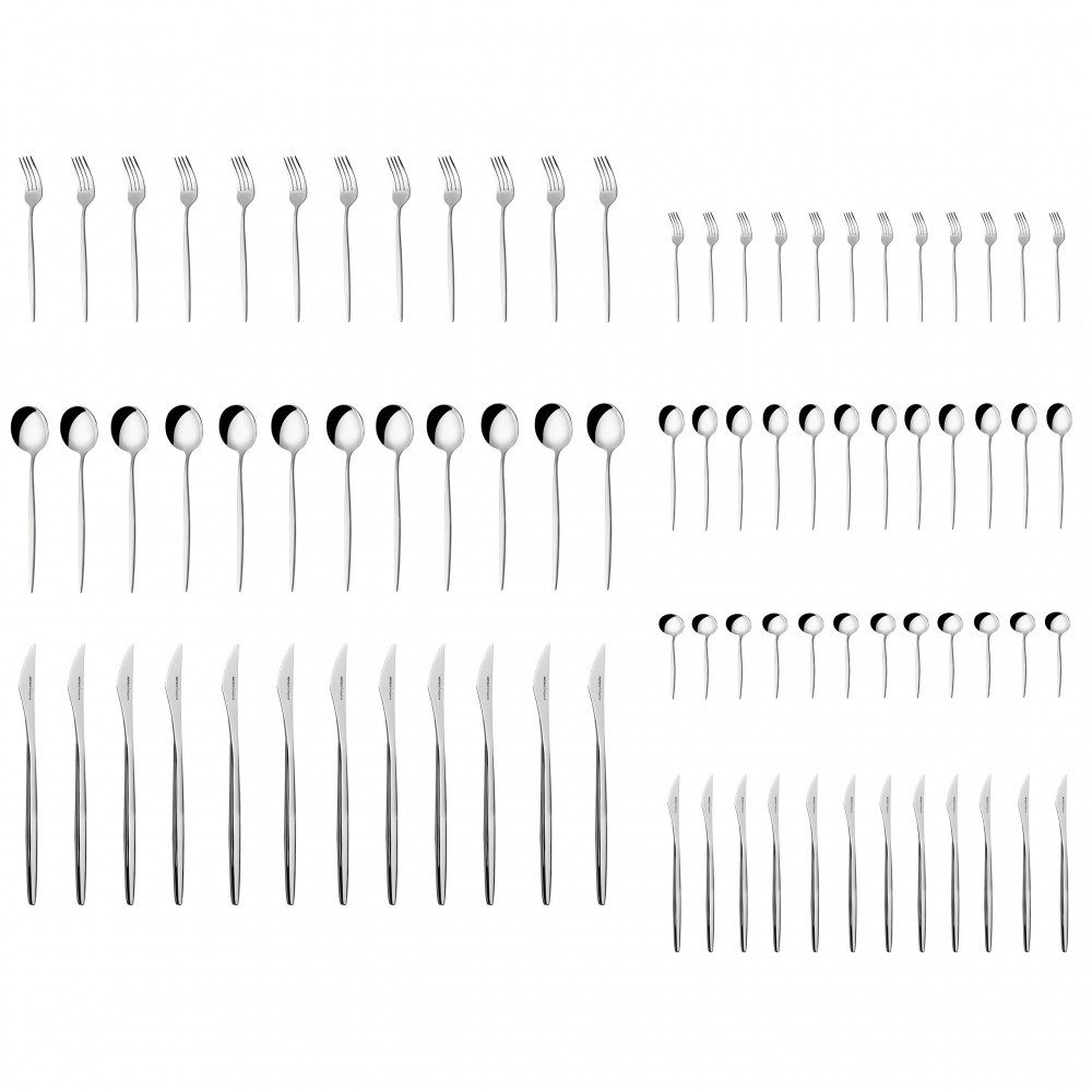 Karaca Besteck-Set Karaca New Porto Platin Besteckset für 12 Personen 84teilig Edelstahl, 12 Personen