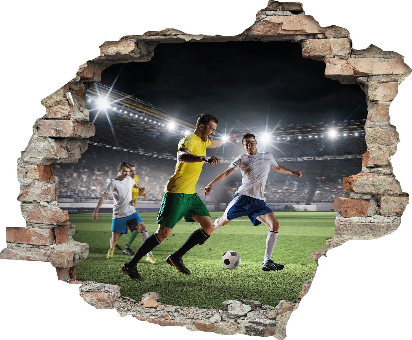 queence Wandtattoo Fußball (1 St), Wandsticker, Wandbild, selbstklebend, 3D, Wanddurchbruch