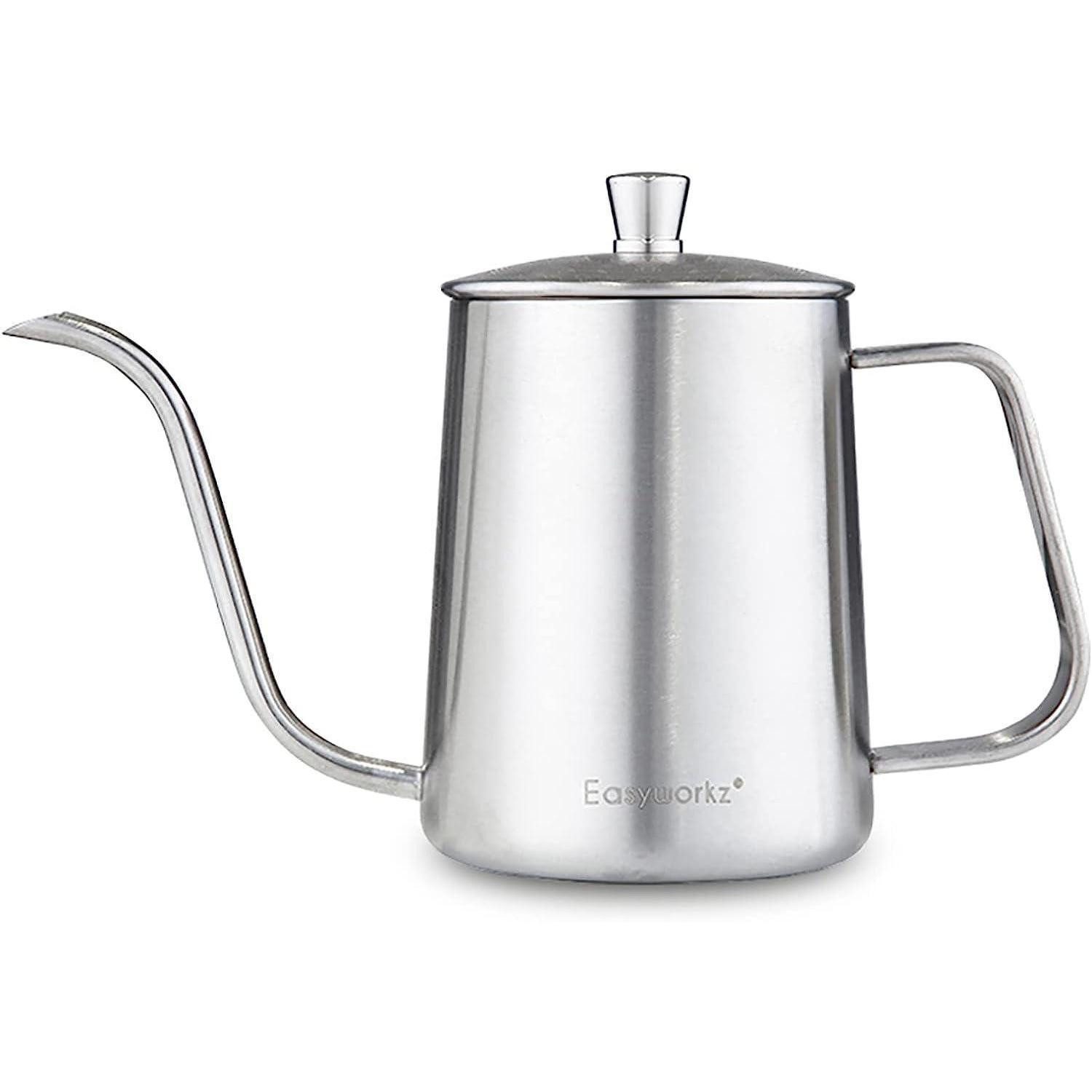 LuxusKollektion Kaffeekanne Kaffeekanne Schwanenhals Pour Over Edelstahl Auslauf Silber 350 ml