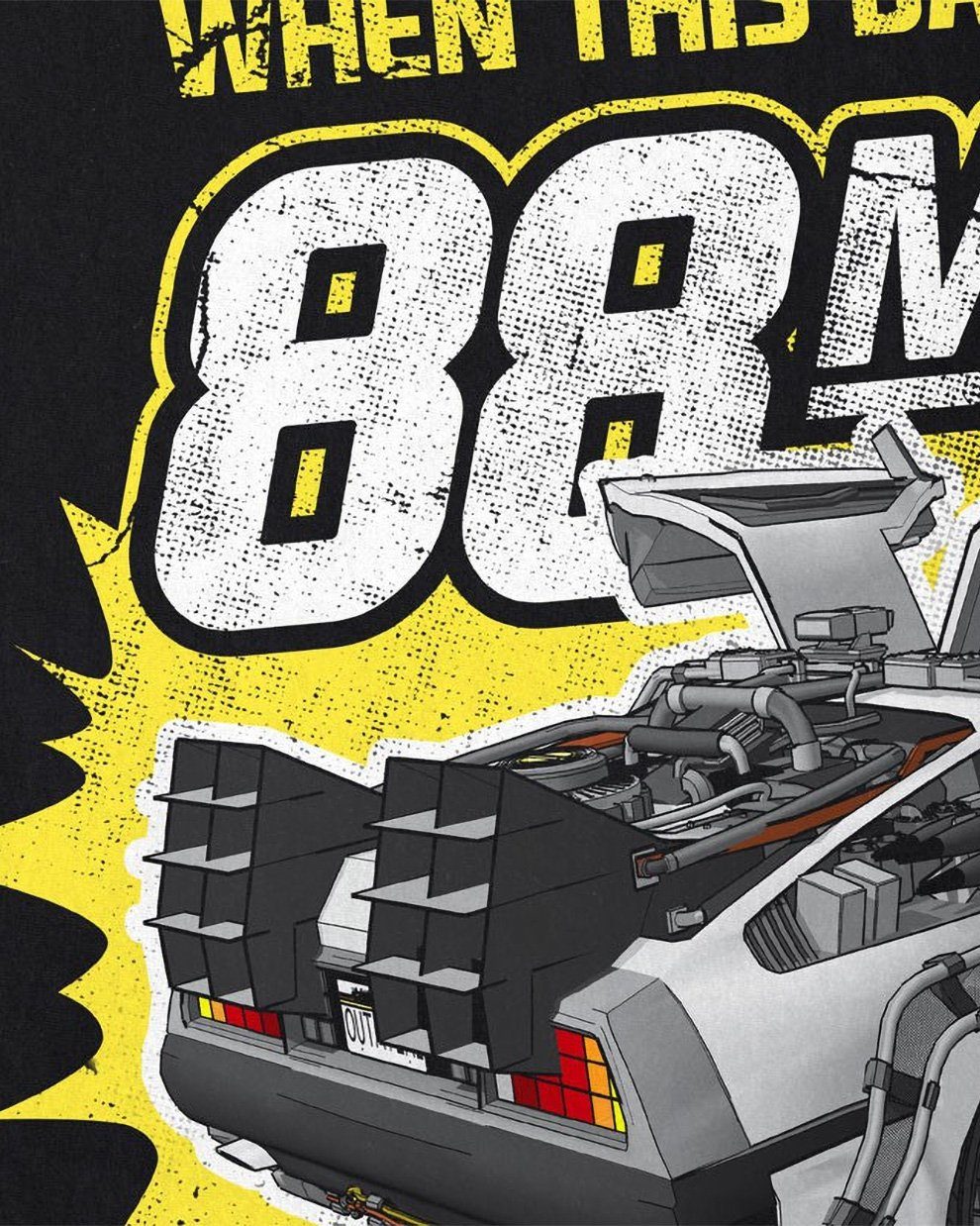 88mph schwarz T-Shirt Kinder zeitreise zukunft style3 delorean DMC Print-Shirt