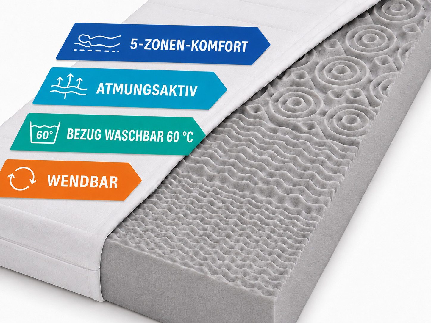 Kaltschaummatratze White Star KS atmungsaktiv, punktelastisch, ergonomische Liegezonen, Beco, 11 cm hoch, Allergikergeeignet, wendbar, waschbarer Bezug bis 60 °C