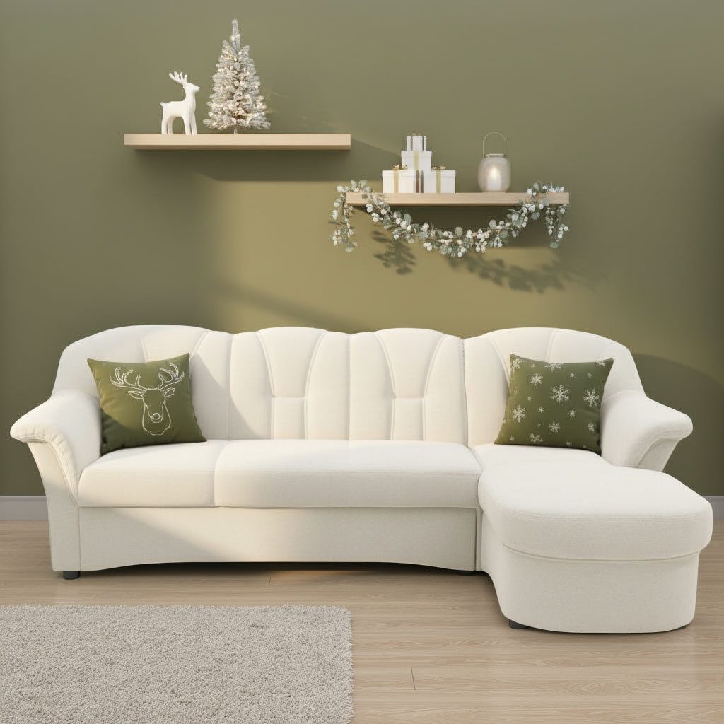 DOMO collection Ecksofa FLORES Schlafsofa, 233x142x86 cm, L-Form, whlw. mit Bettfunktion, whlw. mit Federkern
