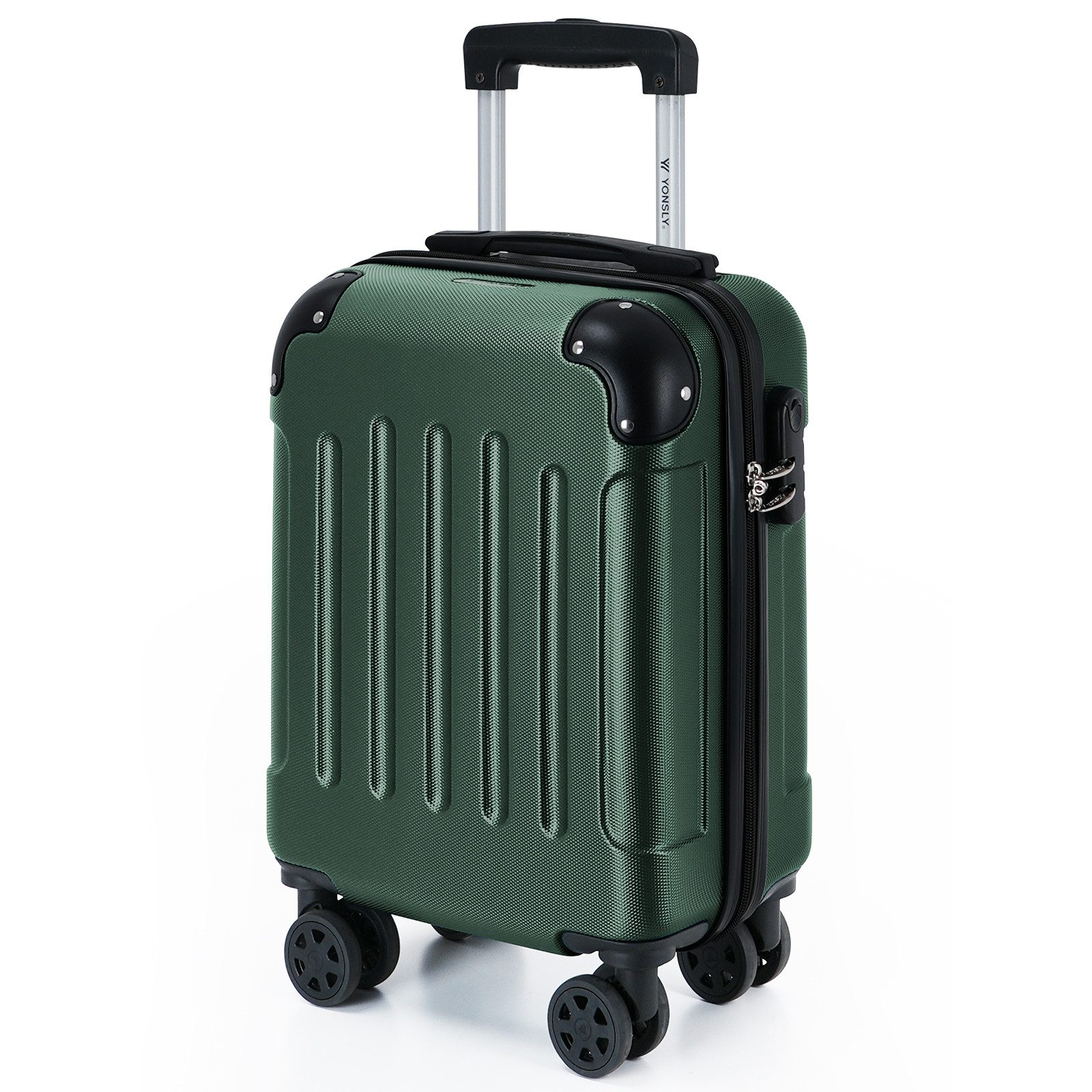YONSLY Hartschalen-Trolley Hartschalen-Reisekoffer Trolley Rollkoffer in S/M/L/XL Größen, 4 Rollen, mit 360°-Lenkrollen, Zahlenschloss und mehrstufigem Teleskopgriff